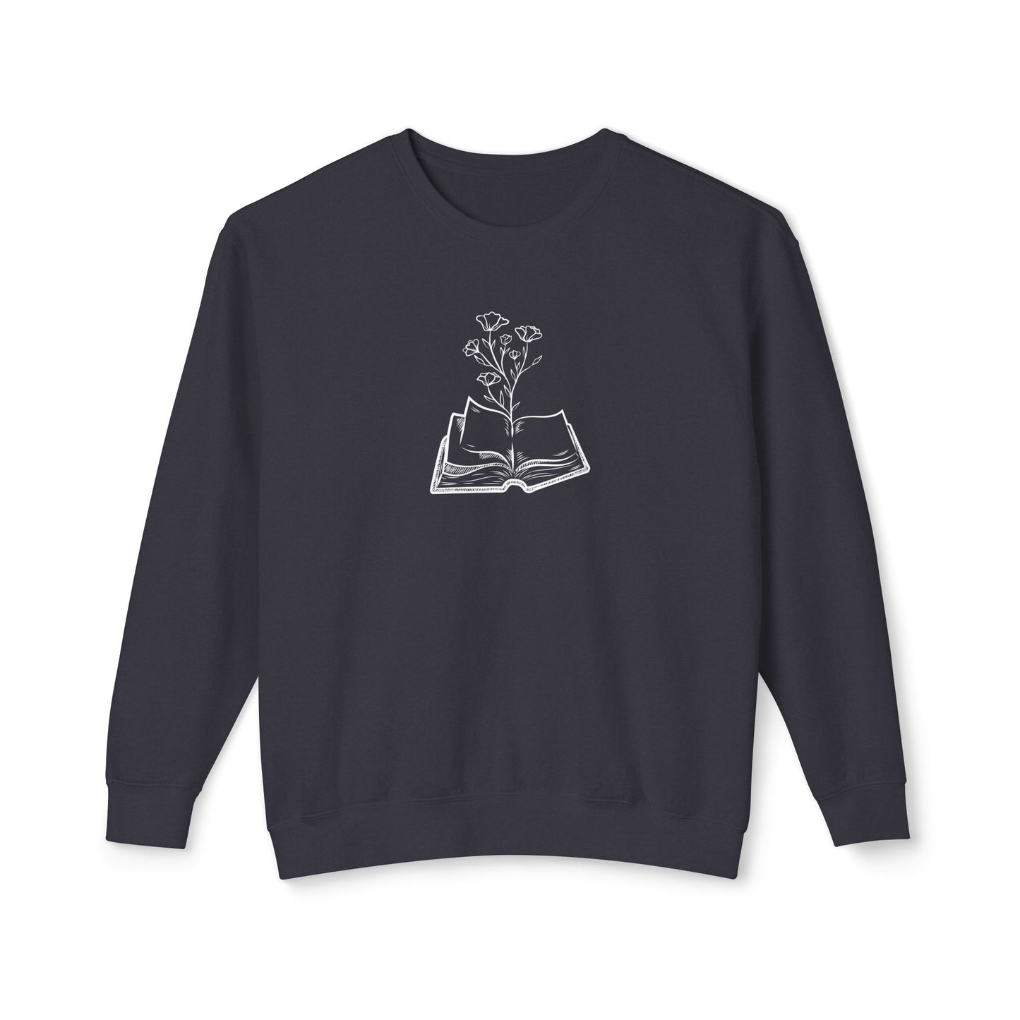 Book Lover's Unisex Lightweight Crewneck Sweatshirt, Cozy Gift for Readers, Floral Design, Perfect for All Occasions, Great for Book Clubs