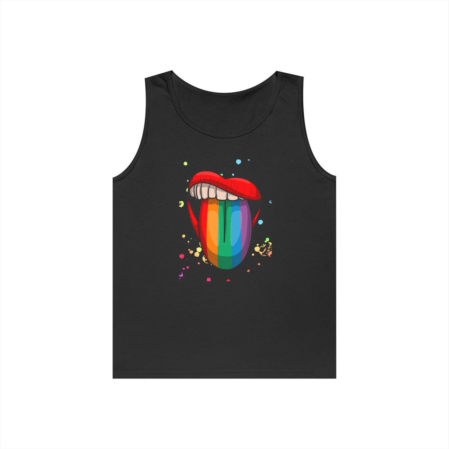 Rainbow Tongue Unisex Heavy Cotton Tank Top, Pride Apparel, Summer Fashion, LGBTQ+ Gift, Festival Wear