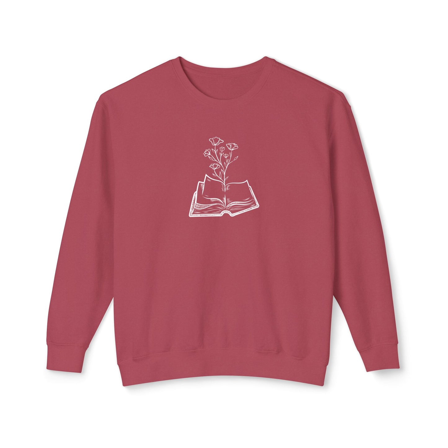 Book Lover's Unisex Lightweight Crewneck Sweatshirt, Cozy Gift for Readers, Floral Design, Perfect for All Occasions, Great for Book Clubs