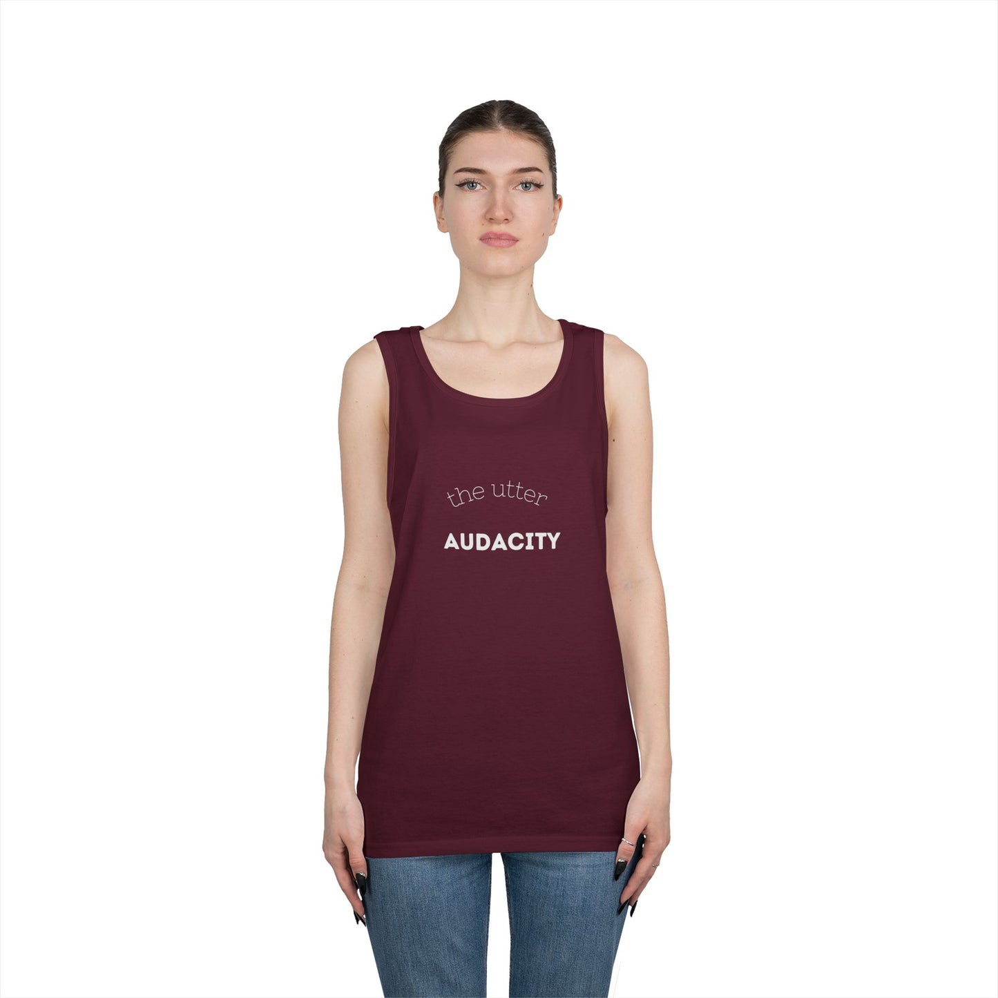 Audacity Unisex Heavy Cotton Tank Top - Empowering Fashion, Summer Wear, Fitness Apparel, Gift for Friends, Casual Adventure Top