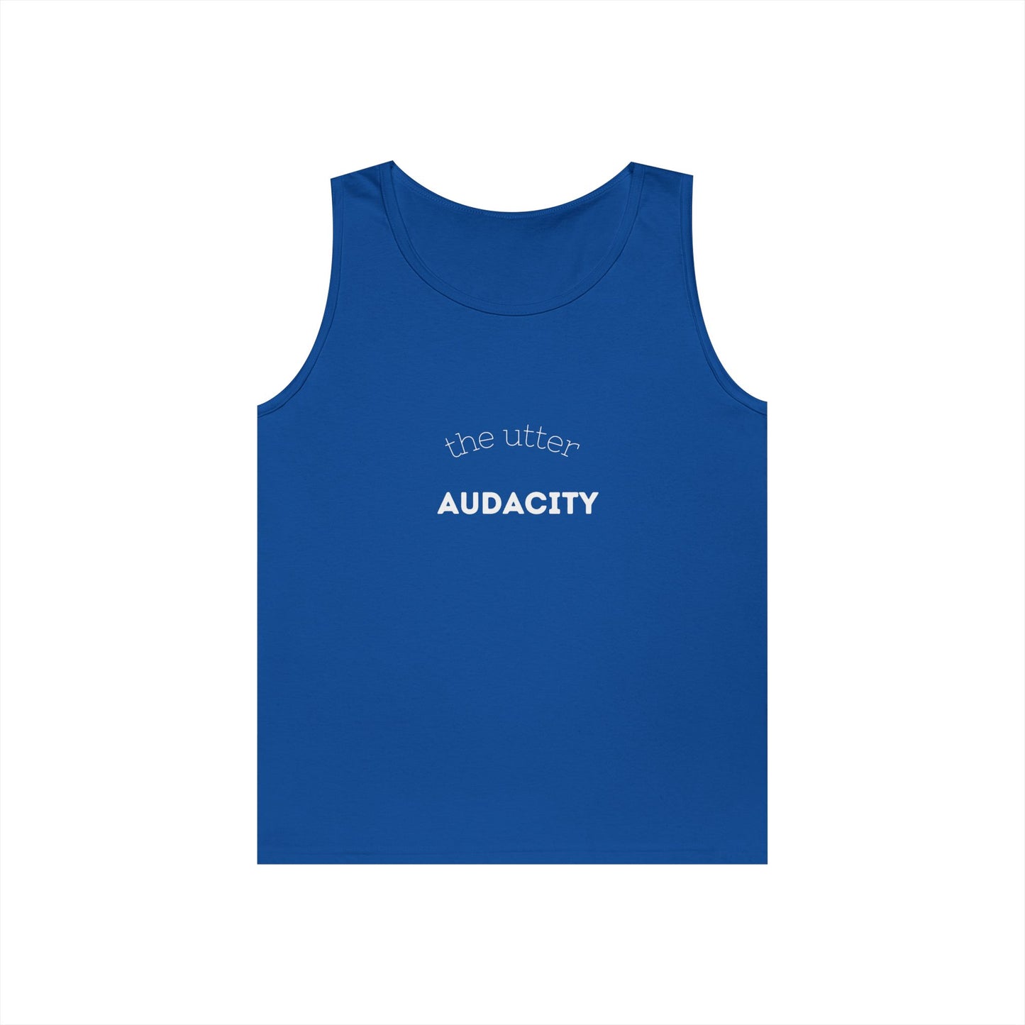 Audacity Unisex Heavy Cotton Tank Top - Empowering Fashion, Summer Wear, Fitness Apparel, Gift for Friends, Casual Adventure Top