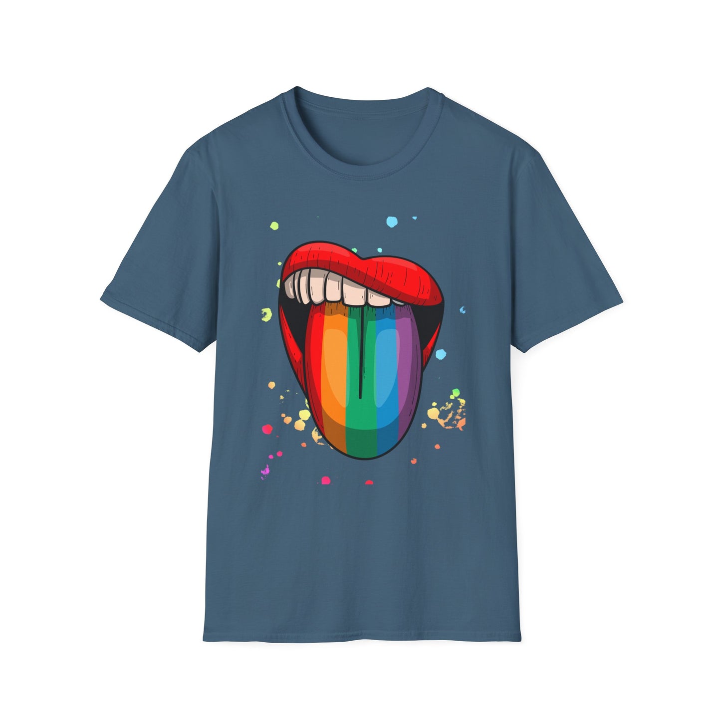 Colorful Rainbow Tongue Unisex Softstyle T-Shirt, LGBTQ Pride Apparel, Casual Wear, Street Style, Gift for Friends