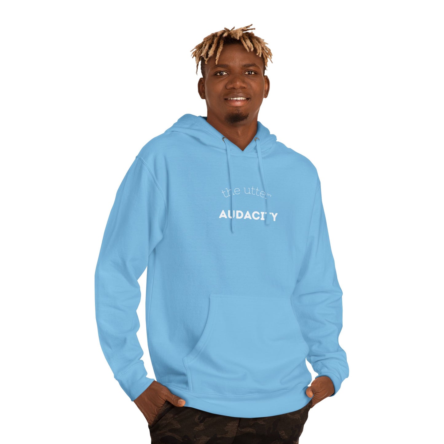 Audacity Unisex Hooded Sweatshirt, Cozy Streetwear, Gift for Trendsetters, Casual Wear, Perfect for Every Occasion