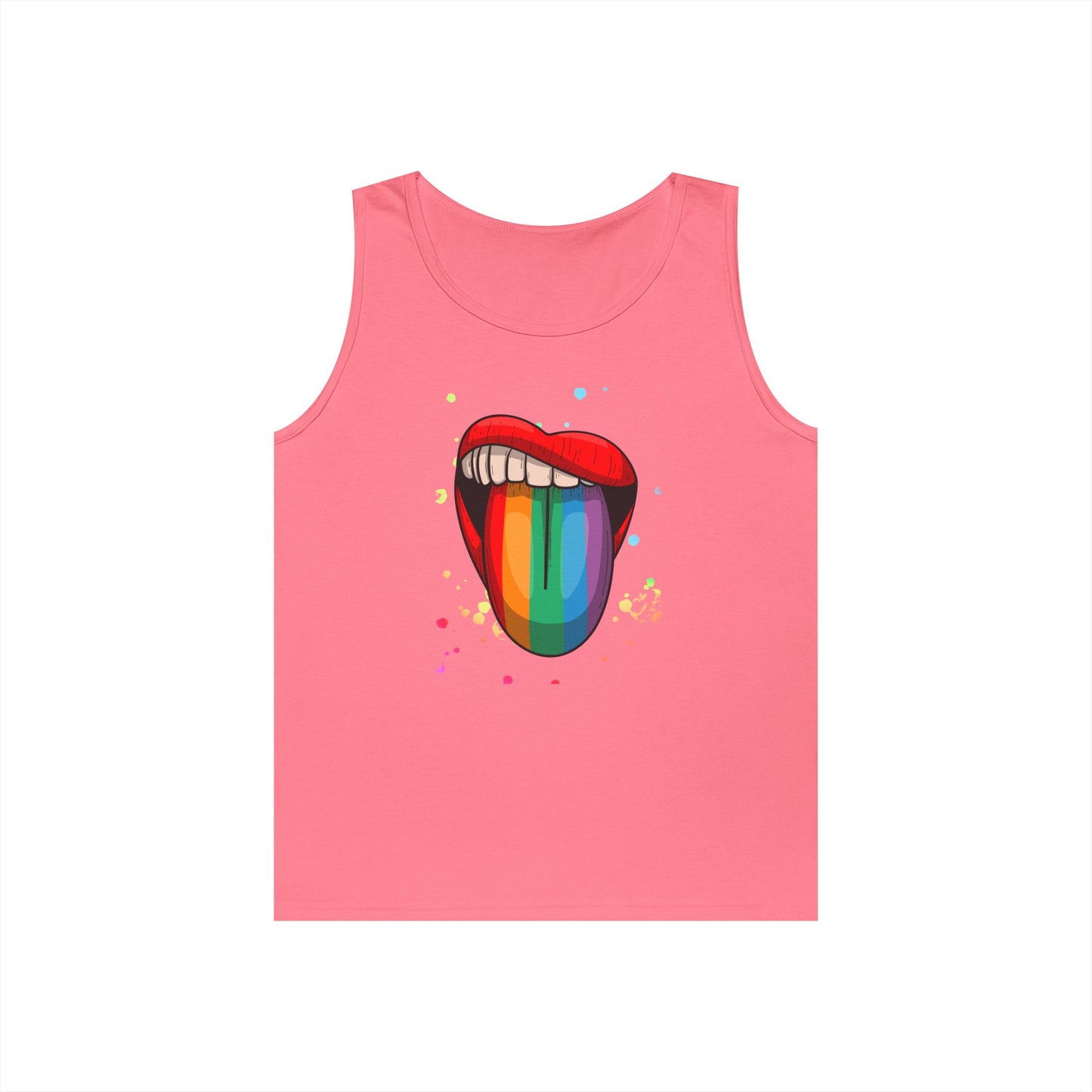 Rainbow Tongue Unisex Heavy Cotton Tank Top, Pride Apparel, Summer Fashion, LGBTQ+ Gift, Festival Wear