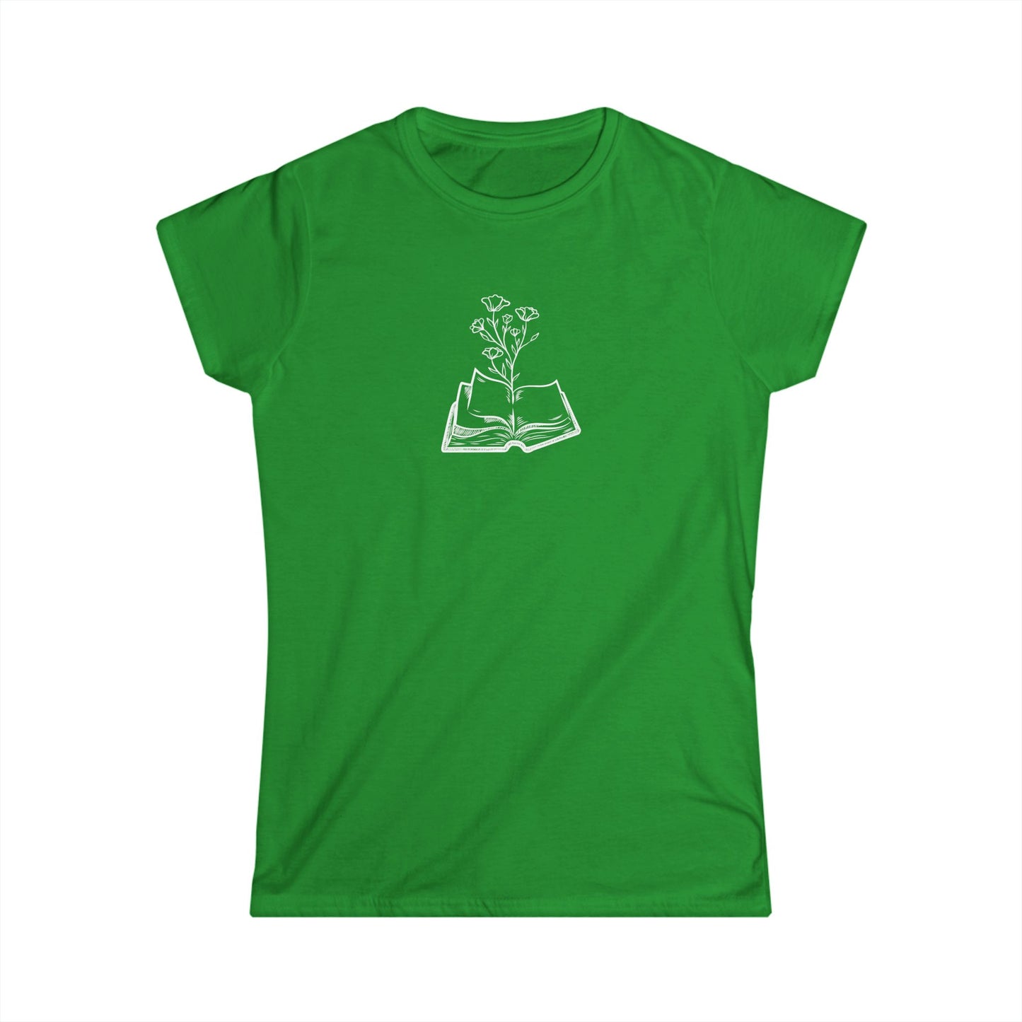 Book Lovers Women's Tee, Softstyle Shirt for Readers, Literary Gift, Floral Design, Casual Wear, Reading Enthusiast