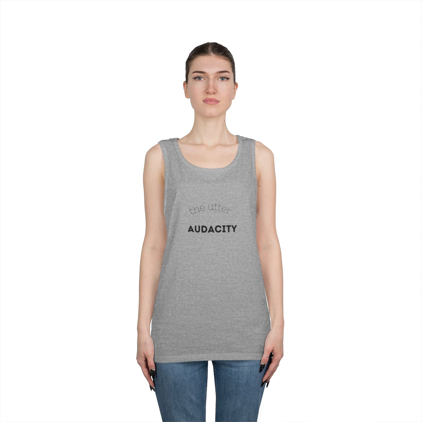 Audacity Unisex Heavy Cotton Tank Top - Empowering Fashion, Summer Wear, Fitness Apparel, Gift for Friends, Casual Adventure Top