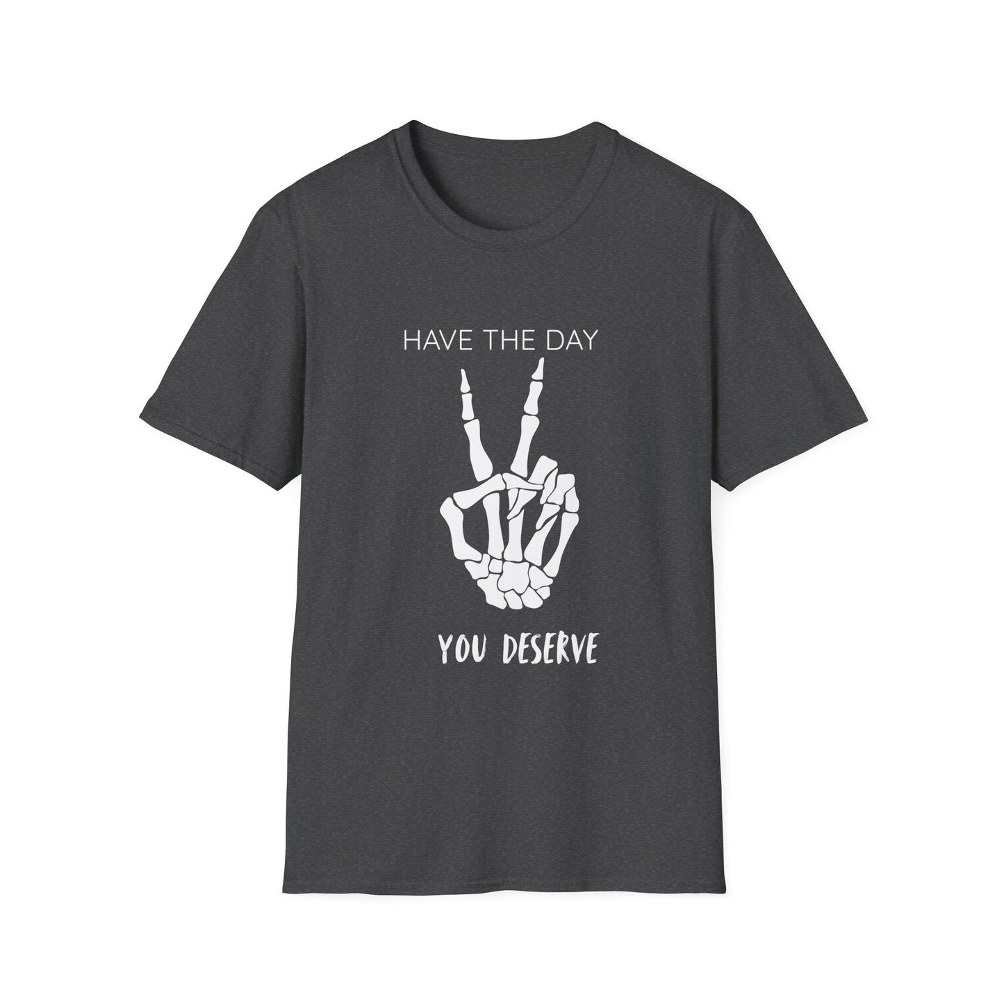 Peaceful Vibes Unisex T-Shirt - Skeleton Hand Graphic Tee, Casual Wear, Gift for Him/Her, Halloween, Everyday Humor T-Shirt