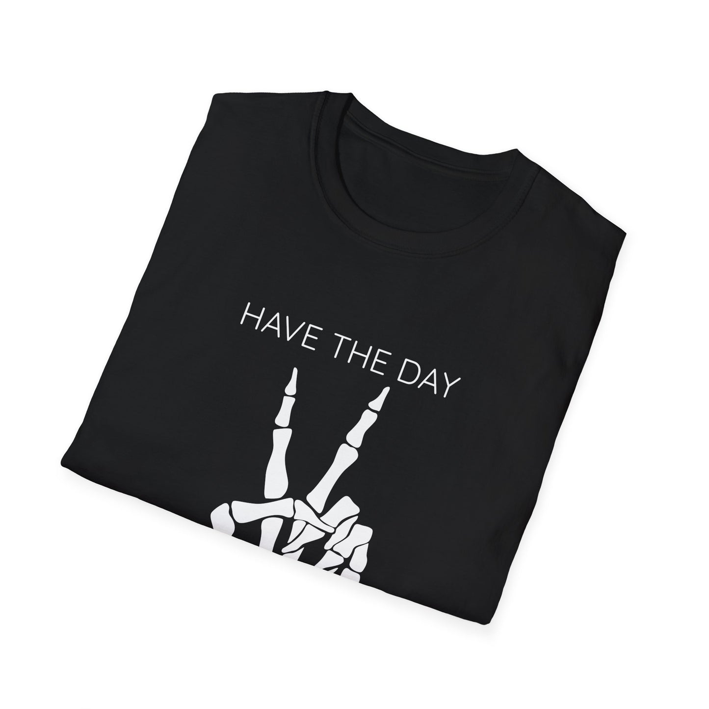 Peaceful Vibes Unisex T-Shirt - Skeleton Hand Graphic Tee, Casual Wear, Gift for Him/Her, Halloween, Everyday Humor T-Shirt