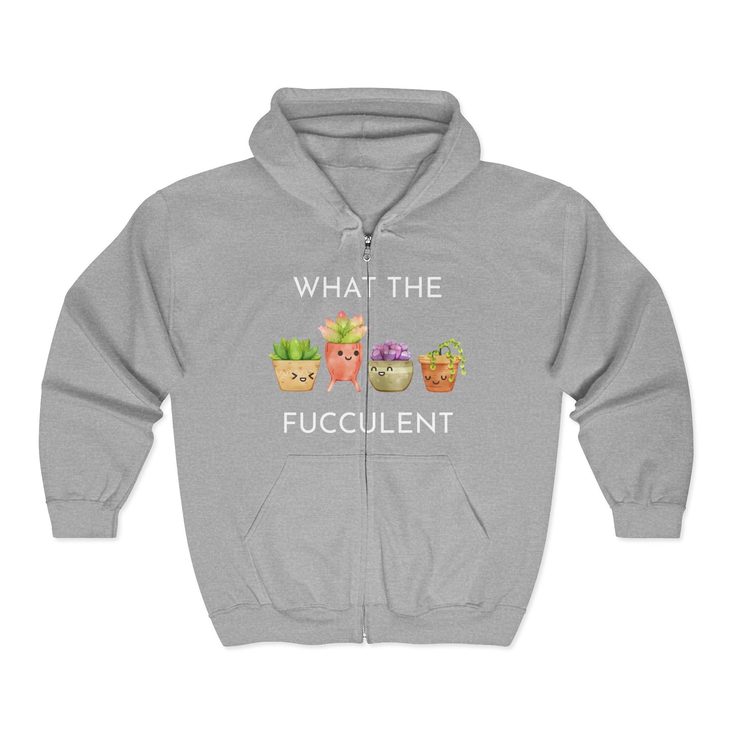 Cute Succulent Hoodie, Funny Plant Lover Sweatshirt, Garden Gift, Unisex Zip-Up for Home, Halloween, Birthday, Mother's Day