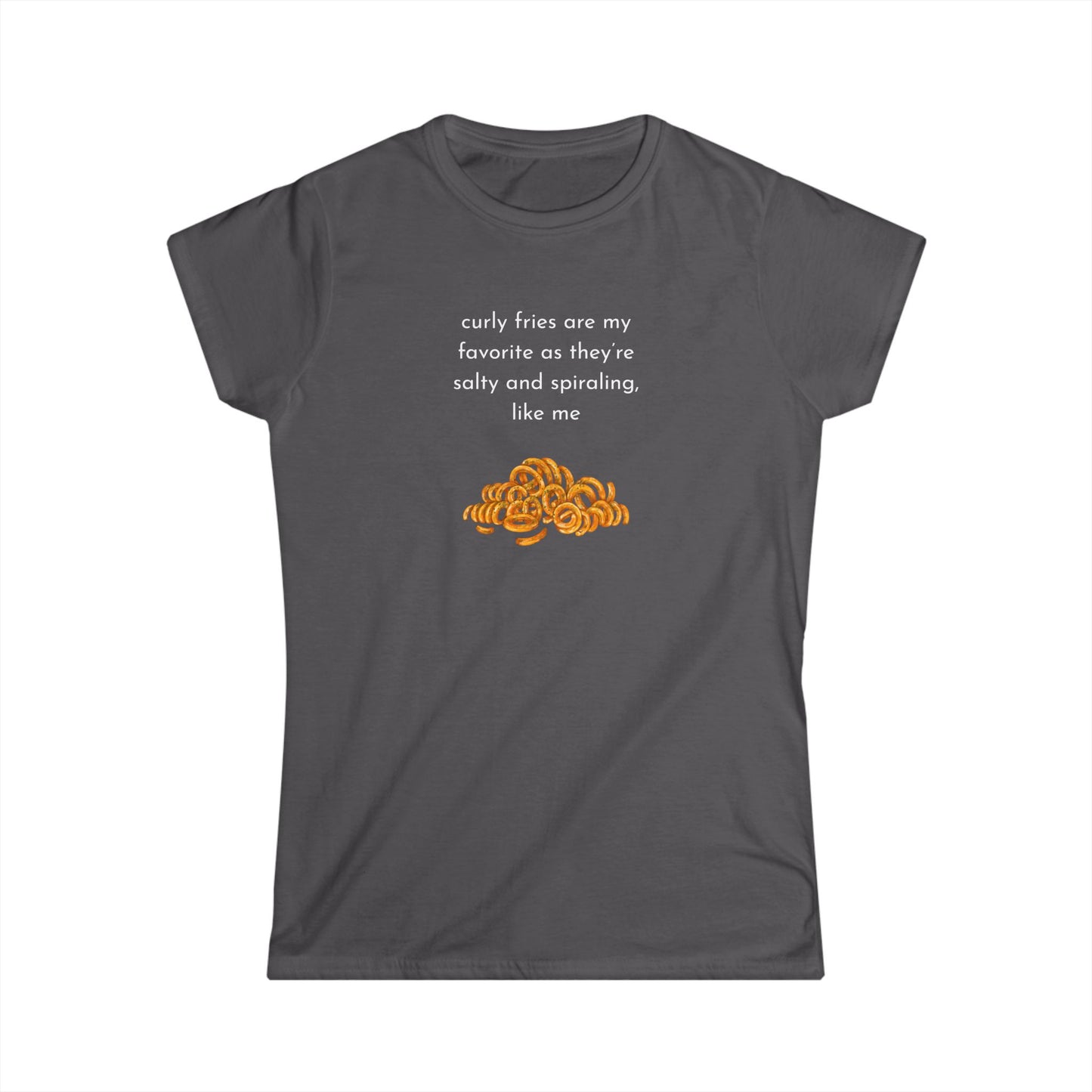 Curly Fries Lover Tee, Funny Graphic T-Shirt, Gift for Snack Lovers, Casual Wear, Perfect for Parties, Foodie Life