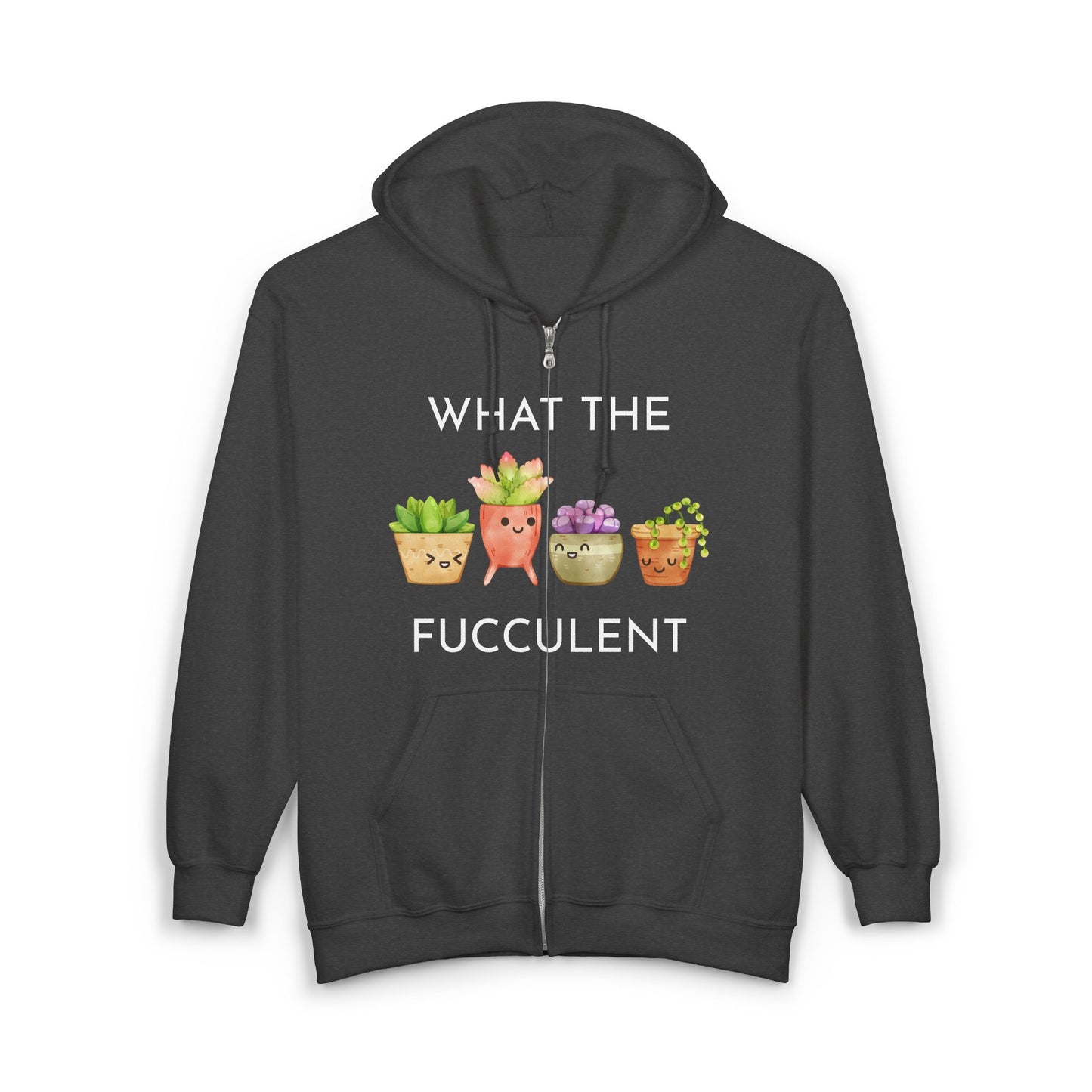 Cute Succulent Hoodie, Funny Plant Lover Sweatshirt, Garden Gift, Unisex Zip-Up for Home, Halloween, Birthday, Mother's Day
