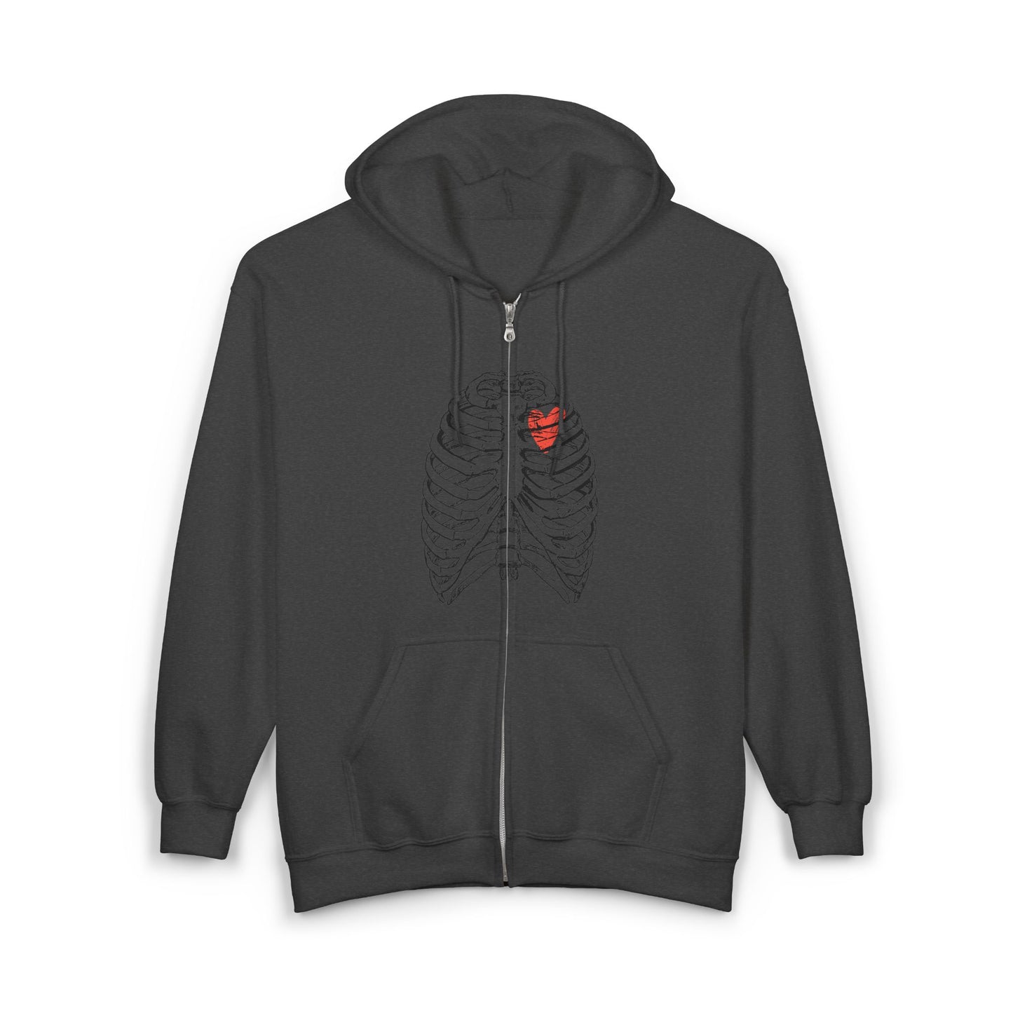 Heart and Bones Graphic Zip Hoodie, Casual Layer, Unisex Sweatshirt for Everyday Wear, Unique Gift for Valentines, Birthdays, Cozy [...]