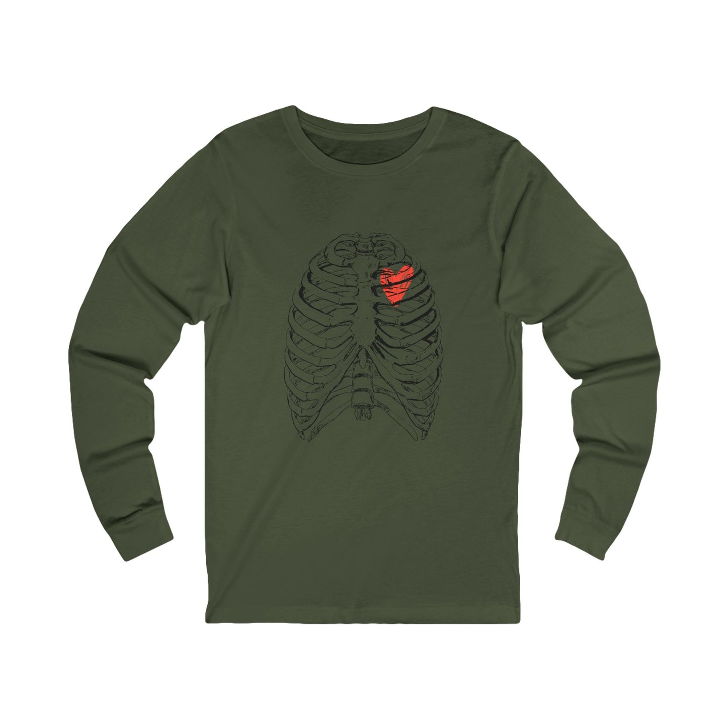 Heart-Illustrated Unisex Long Sleeve Tee - Perfect for Gift-Giving, Casual Wear, Comfortable Style, Heart Awareness, Creative Apparel