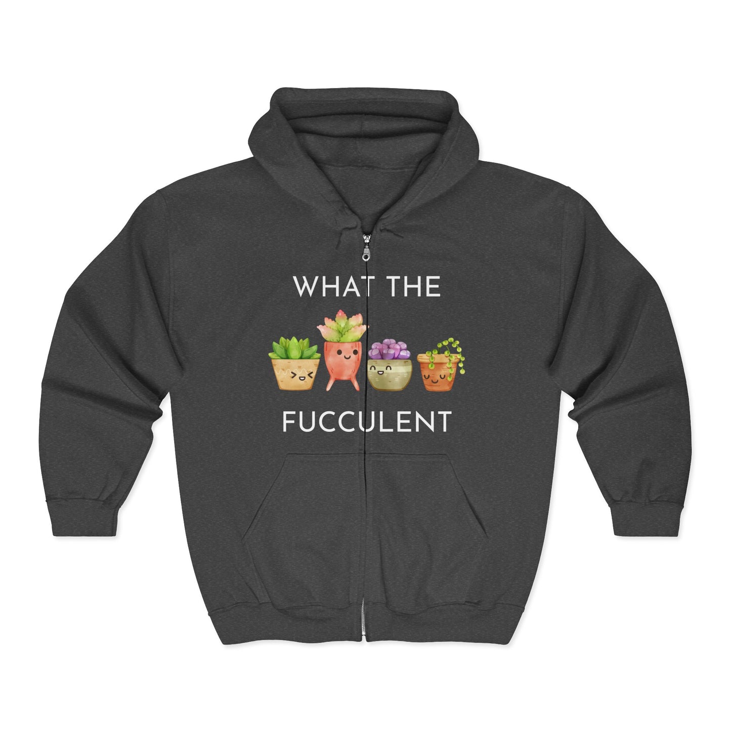 Cute Succulent Hoodie, Funny Plant Lover Sweatshirt, Garden Gift, Unisex Zip-Up for Home, Halloween, Birthday, Mother's Day
