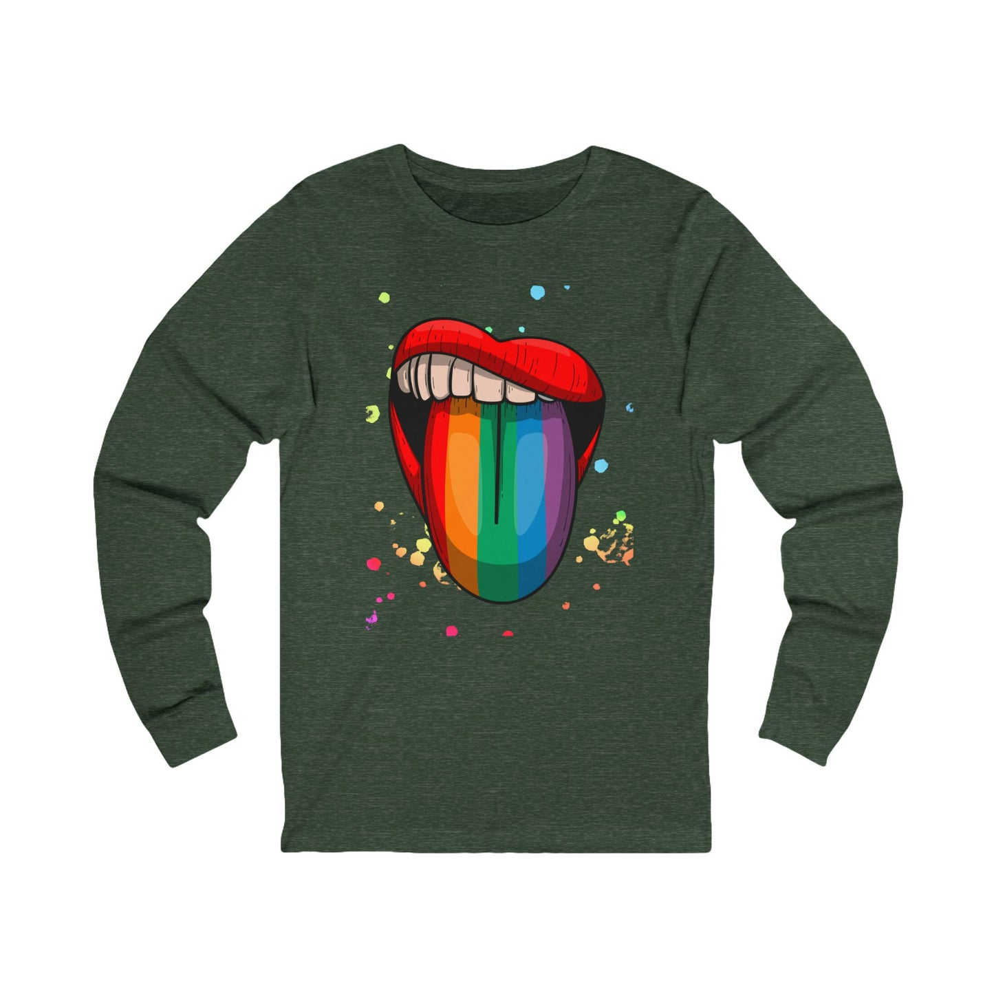 Rainbow Tongue Unisex Long Sleeve Tee, LGBTQ Pride Shirt, Colorful Graphic Tee, Unique Gift, Fun Casual Wear