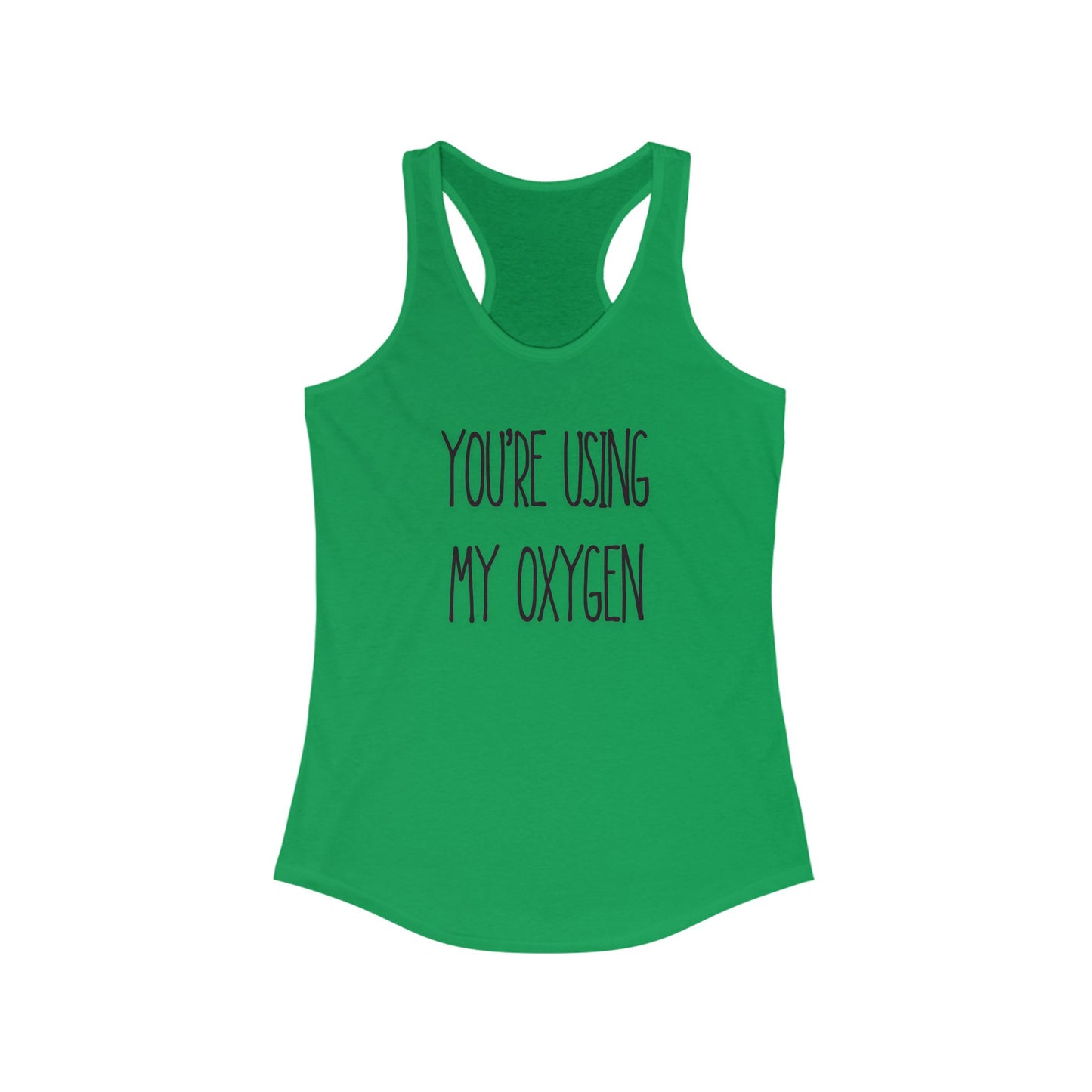 Oxygen Humor Racerback Tank, Funny Women's Workout Top, Ideal for Fitness Lovers, Gift for Friends, Summer Apparel, Casual Wear