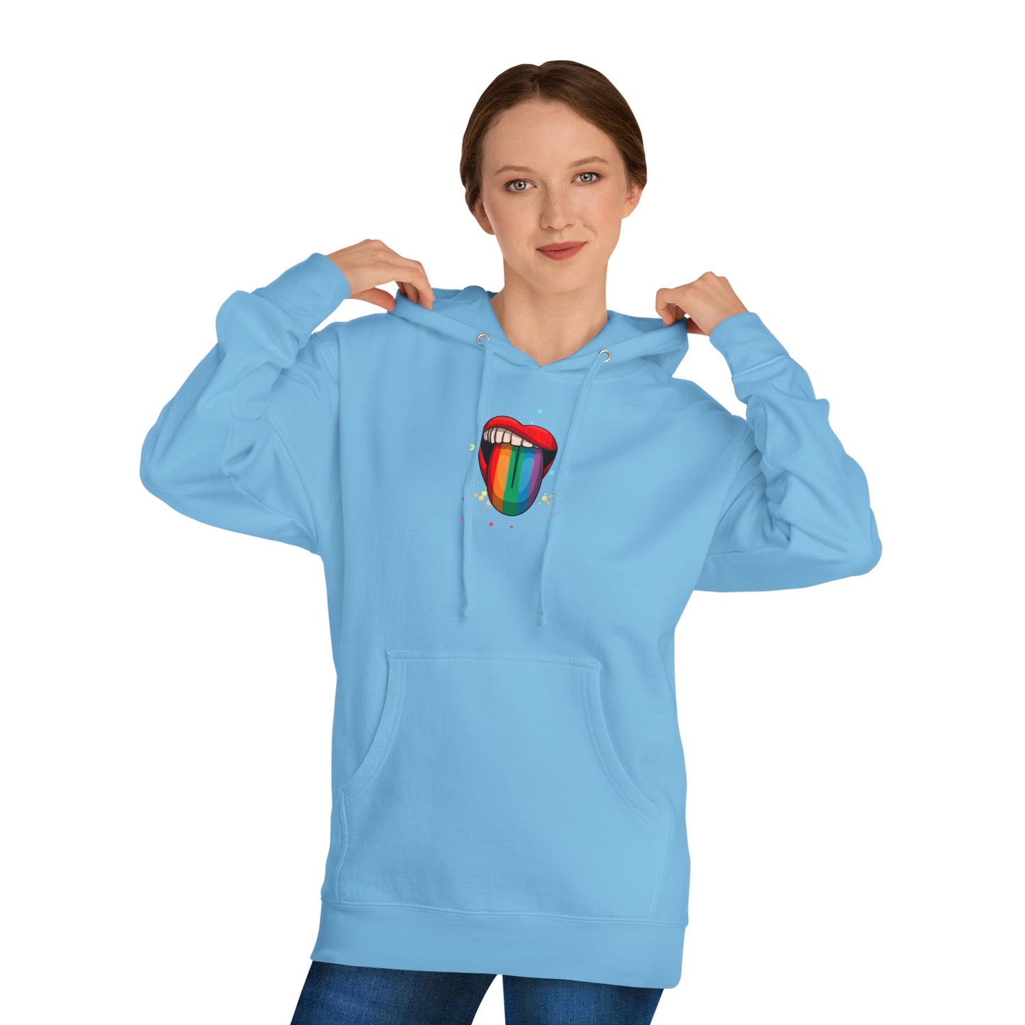 Colorful Tongue Hooded Sweatshirt - Fun Gift for Pride, Festivals, Casual Wear, LGBTQ+ Apparel, Street Style