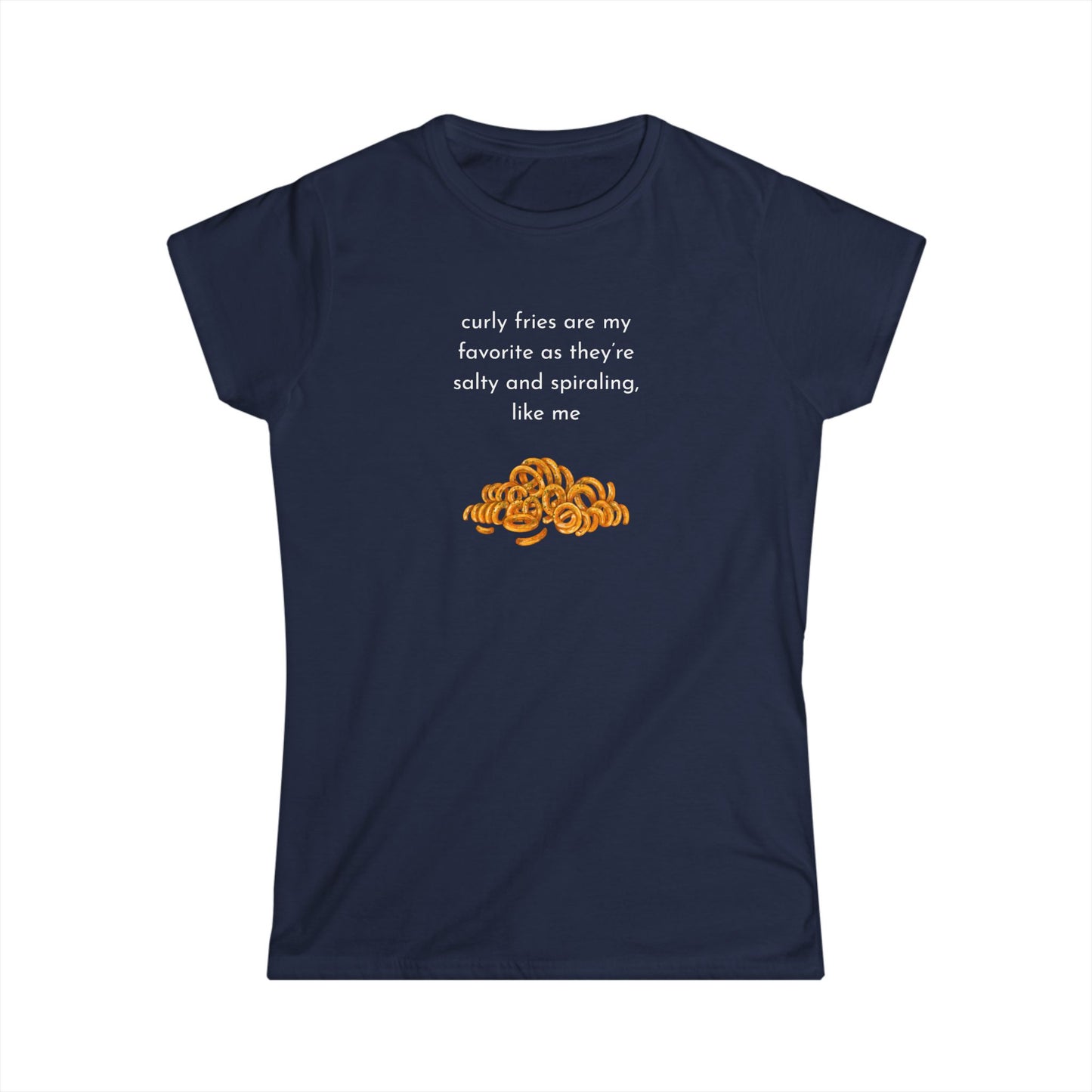 Curly Fries Lover Tee, Funny Graphic T-Shirt, Gift for Snack Lovers, Casual Wear, Perfect for Parties, Foodie Life