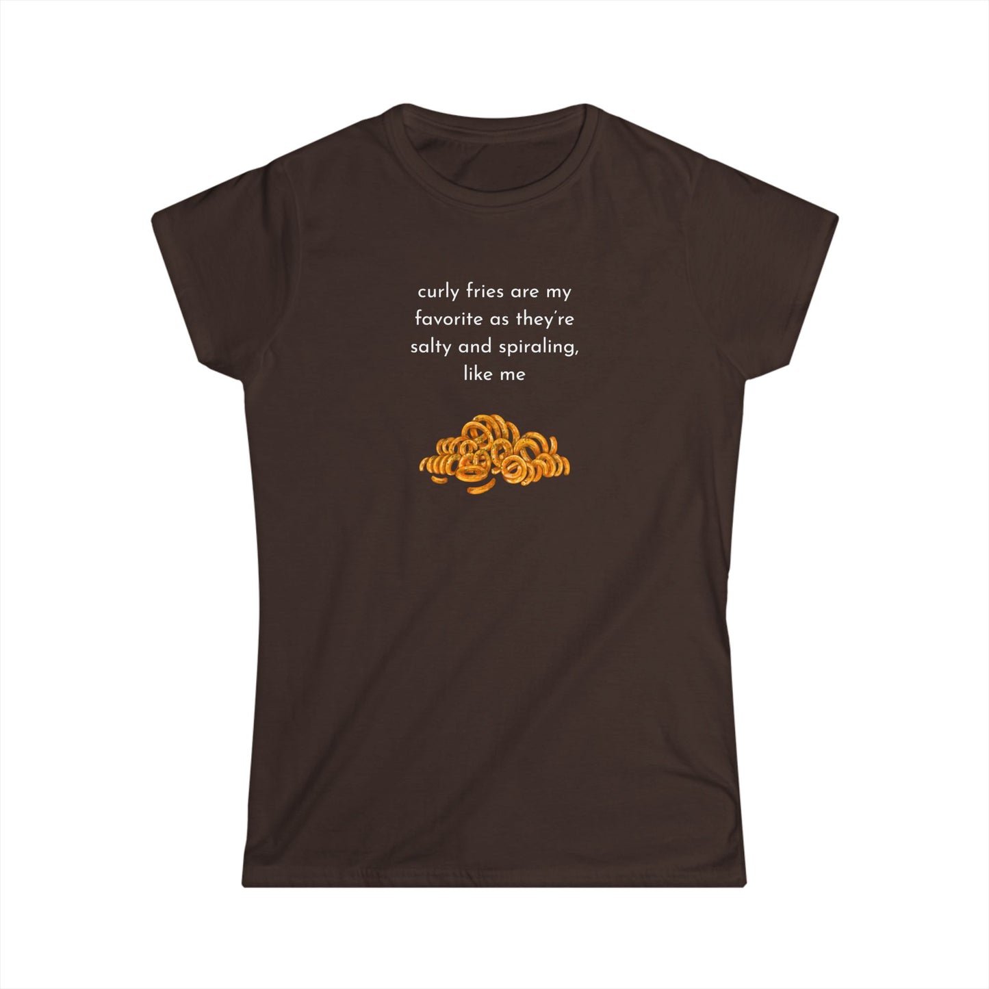 Curly Fries Lover Tee, Funny Graphic T-Shirt, Gift for Snack Lovers, Casual Wear, Perfect for Parties, Foodie Life