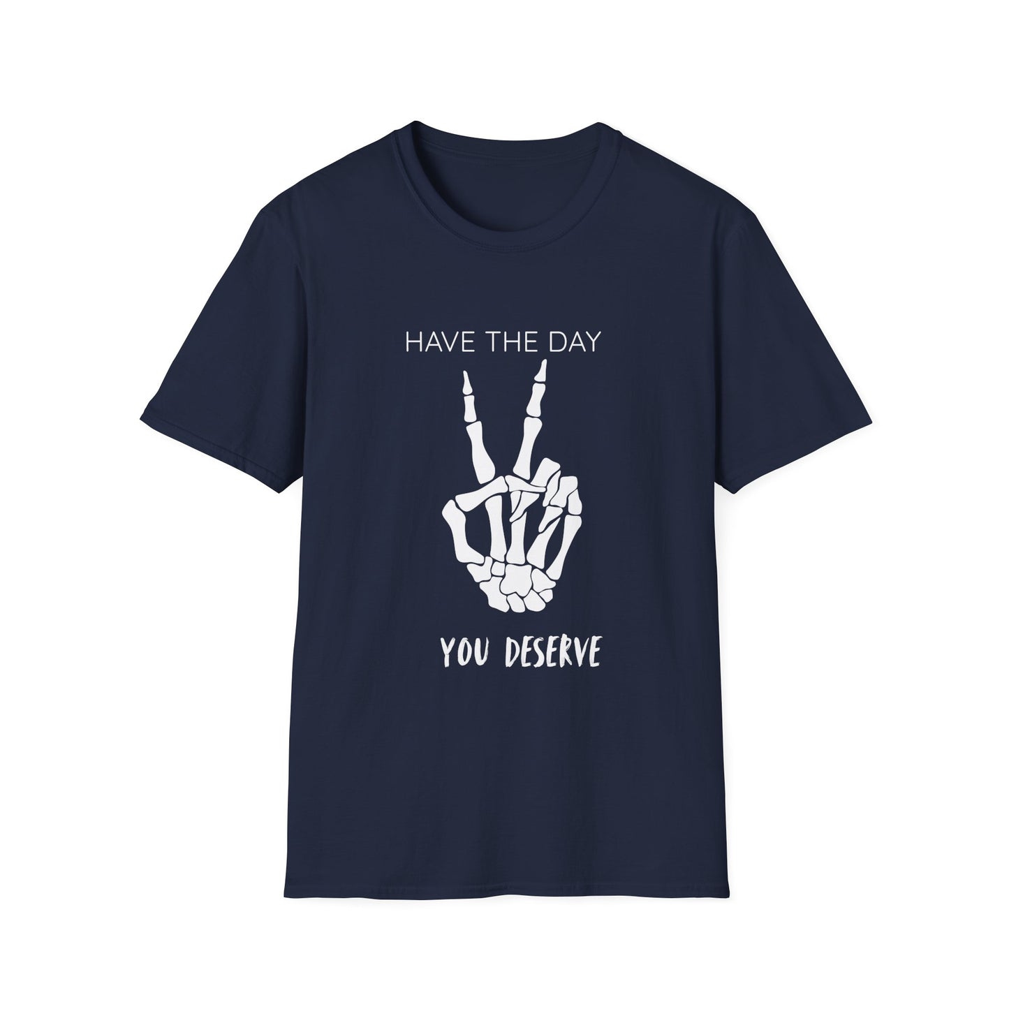 Peaceful Vibes Unisex T-Shirt - Skeleton Hand Graphic Tee, Casual Wear, Gift for Him/Her, Halloween, Everyday Humor T-Shirt