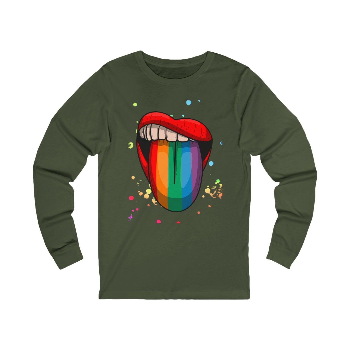 Rainbow Tongue Unisex Long Sleeve Tee, LGBTQ Pride Shirt, Colorful Graphic Tee, Unique Gift, Fun Casual Wear