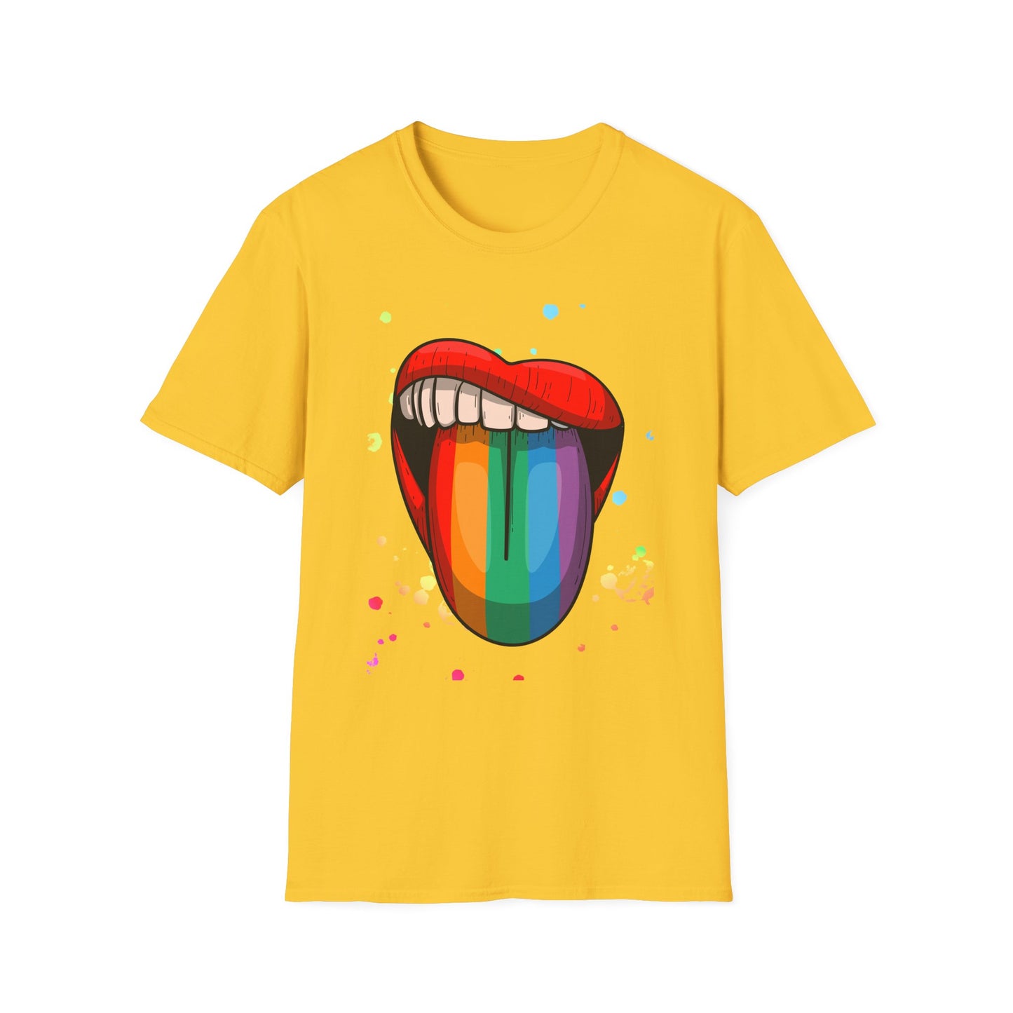 Colorful Rainbow Tongue Unisex Softstyle T-Shirt, LGBTQ Pride Apparel, Casual Wear, Street Style, Gift for Friends