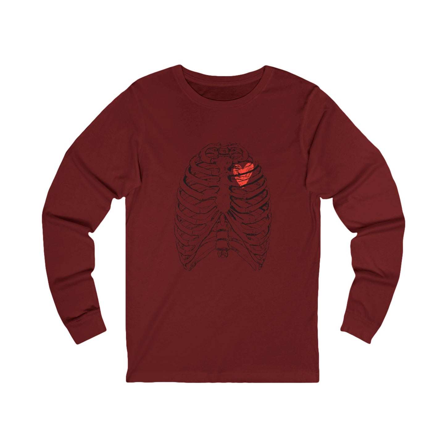 Heart-Illustrated Unisex Long Sleeve Tee - Perfect for Gift-Giving, Casual Wear, Comfortable Style, Heart Awareness, Creative Apparel
