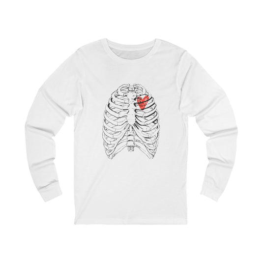 Heart-Illustrated Unisex Long Sleeve Tee - Perfect for Gift-Giving, Casual Wear, Comfortable Style, Heart Awareness, Creative Apparel