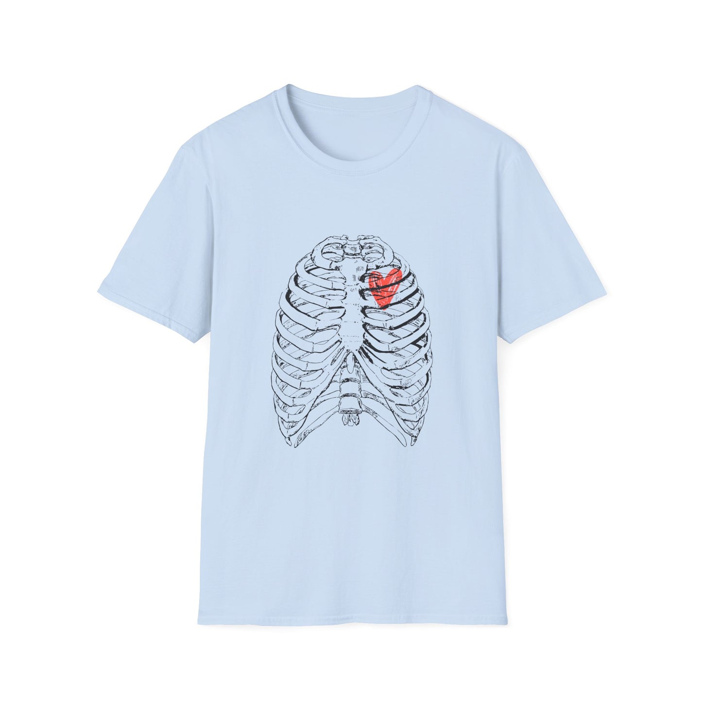 Heart in Ribcage Unisex Softstyle T-Shirt, Anatomy Tee, Heartbeat Shirt, Science Lover Gift, Unique Graphic Tee