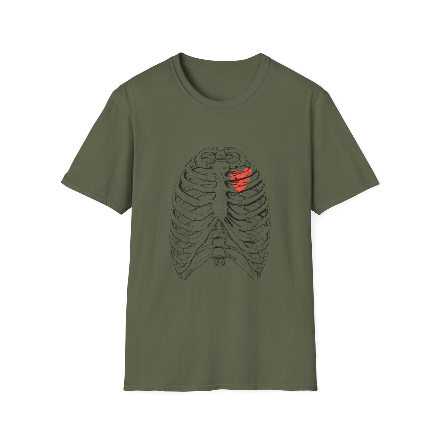 Heart in Ribcage Unisex Softstyle T-Shirt, Anatomy Tee, Heartbeat Shirt, Science Lover Gift, Unique Graphic Tee