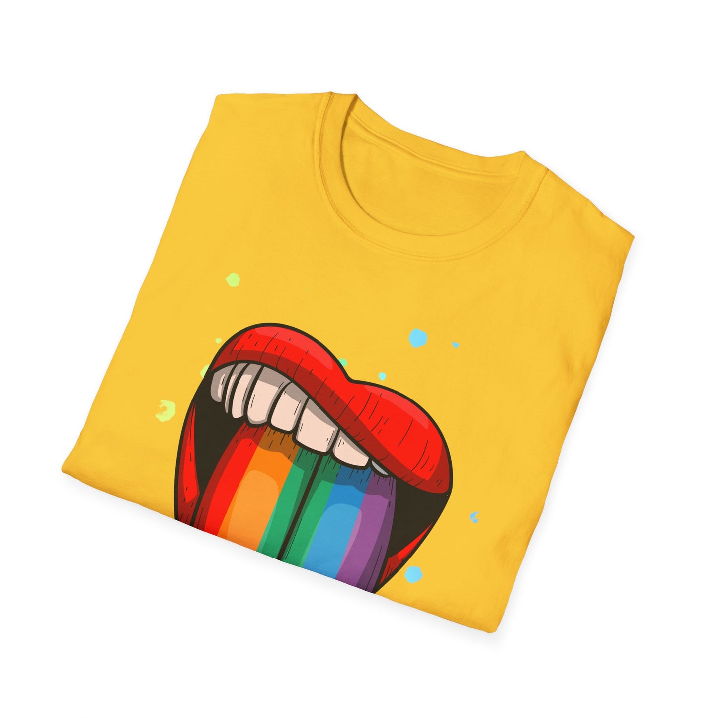 Colorful Rainbow Tongue Unisex Softstyle T-Shirt, LGBTQ Pride Apparel, Casual Wear, Street Style, Gift for Friends