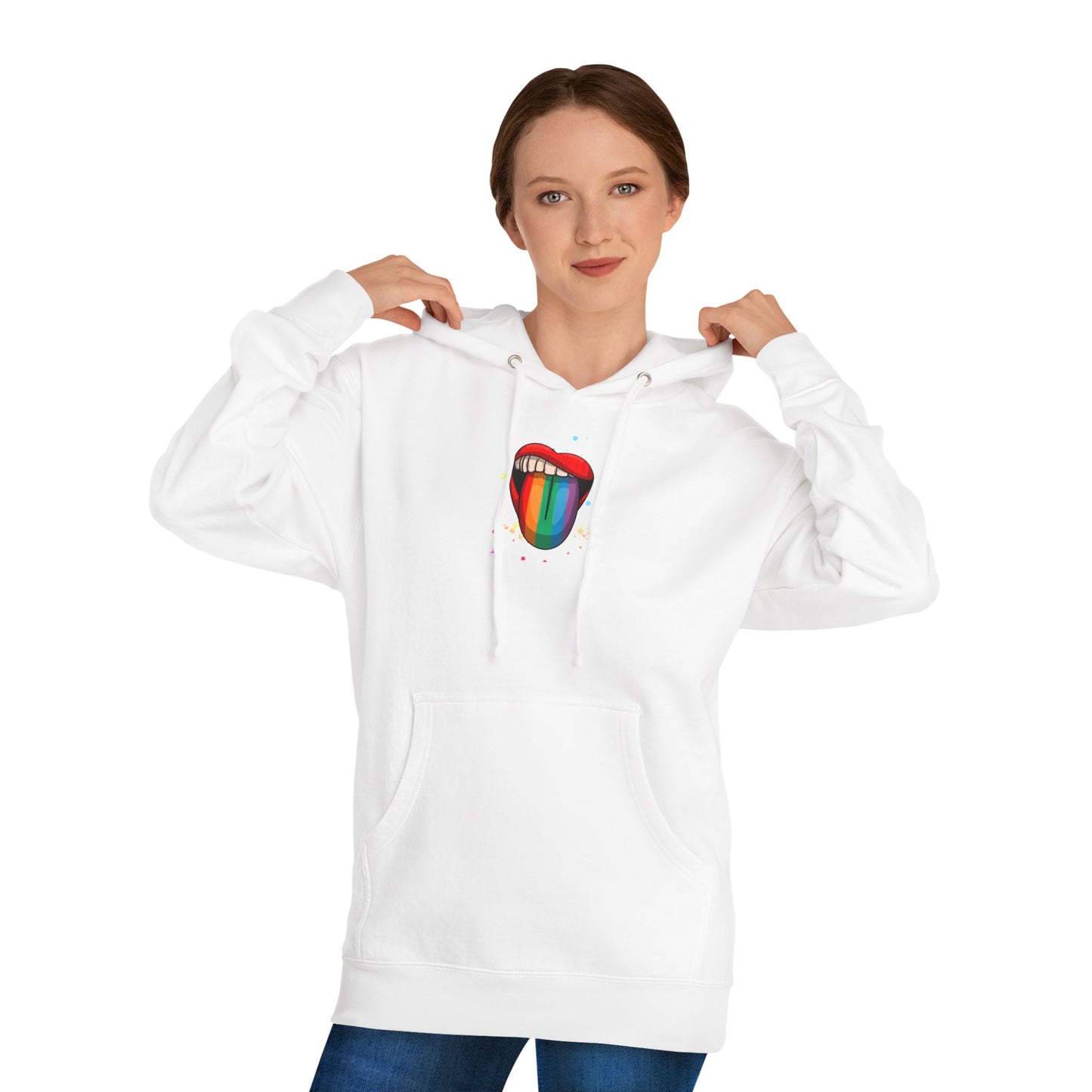Colorful Tongue Hooded Sweatshirt - Fun Gift for Pride, Festivals, Casual Wear, LGBTQ+ Apparel, Street Style