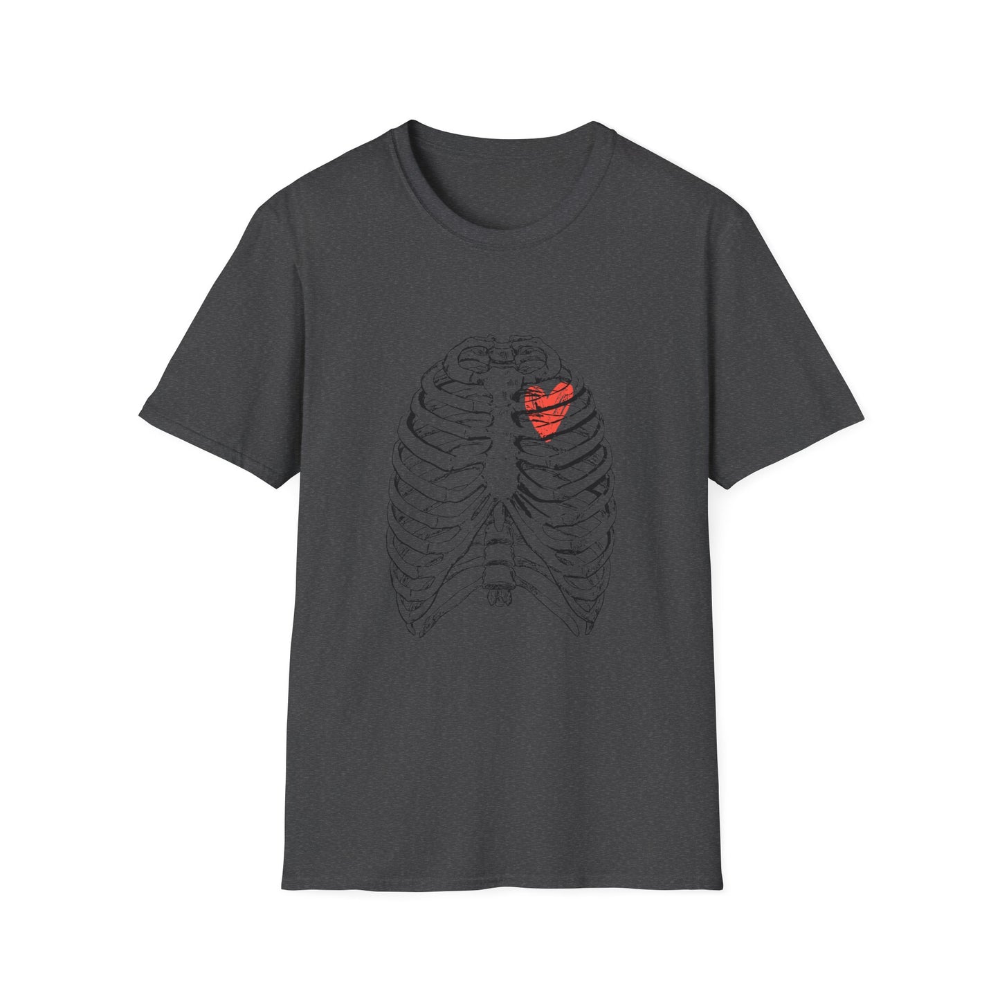 Heart in Ribcage Unisex Softstyle T-Shirt, Anatomy Tee, Heartbeat Shirt, Science Lover Gift, Unique Graphic Tee