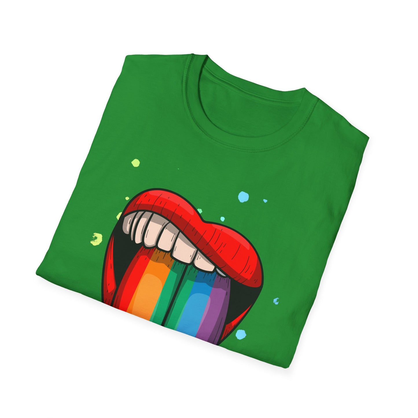 Colorful Rainbow Tongue Unisex Softstyle T-Shirt, LGBTQ Pride Apparel, Casual Wear, Street Style, Gift for Friends