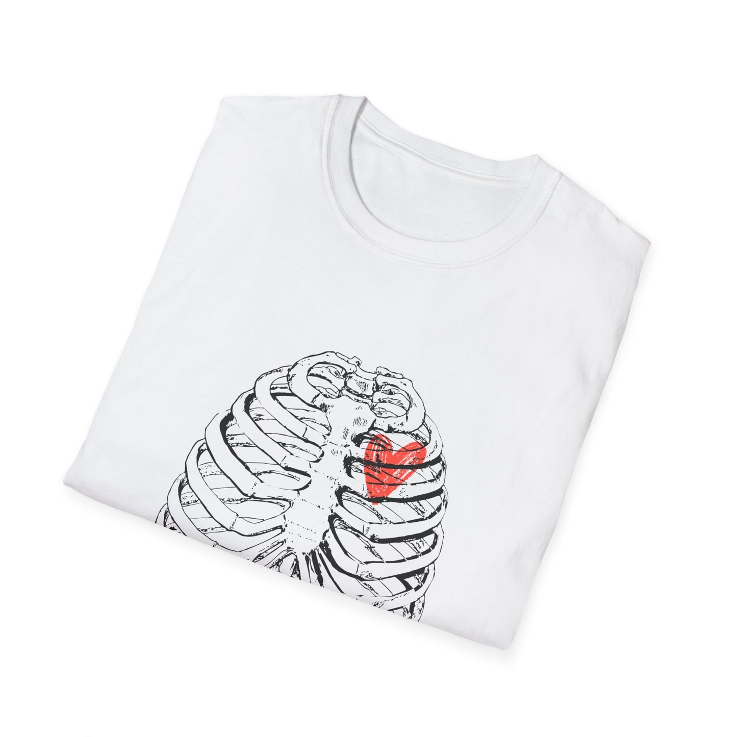 Heart in Ribcage Unisex Softstyle T-Shirt, Anatomy Tee, Heartbeat Shirt, Science Lover Gift, Unique Graphic Tee