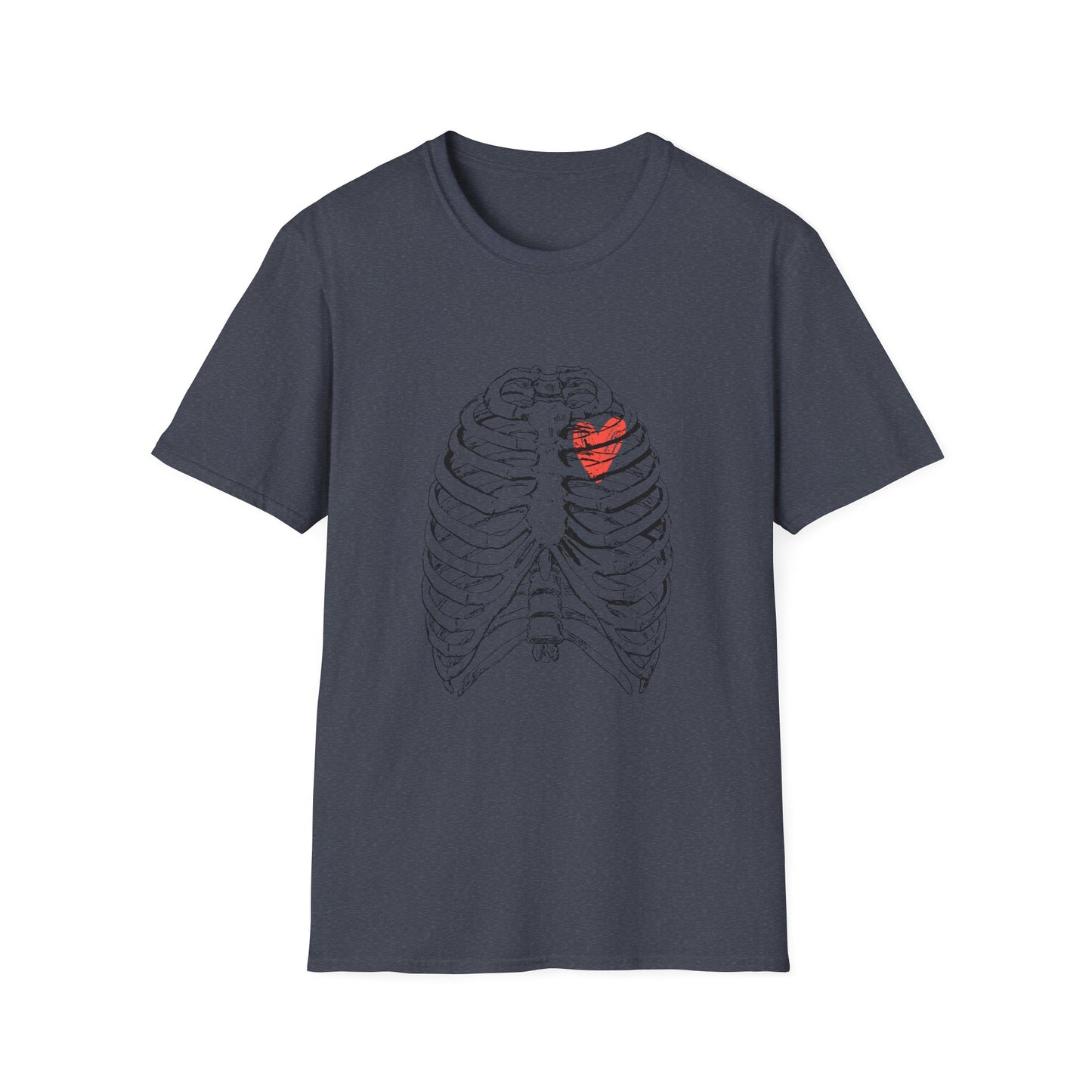 Heart in Ribcage Unisex Softstyle T-Shirt, Anatomy Tee, Heartbeat Shirt, Science Lover Gift, Unique Graphic Tee