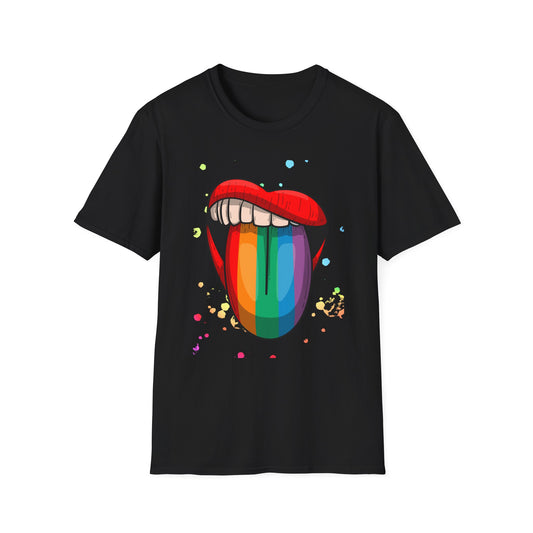 Colorful Rainbow Tongue Unisex Softstyle T-Shirt, LGBTQ Pride Apparel, Casual Wear, Street Style, Gift for Friends