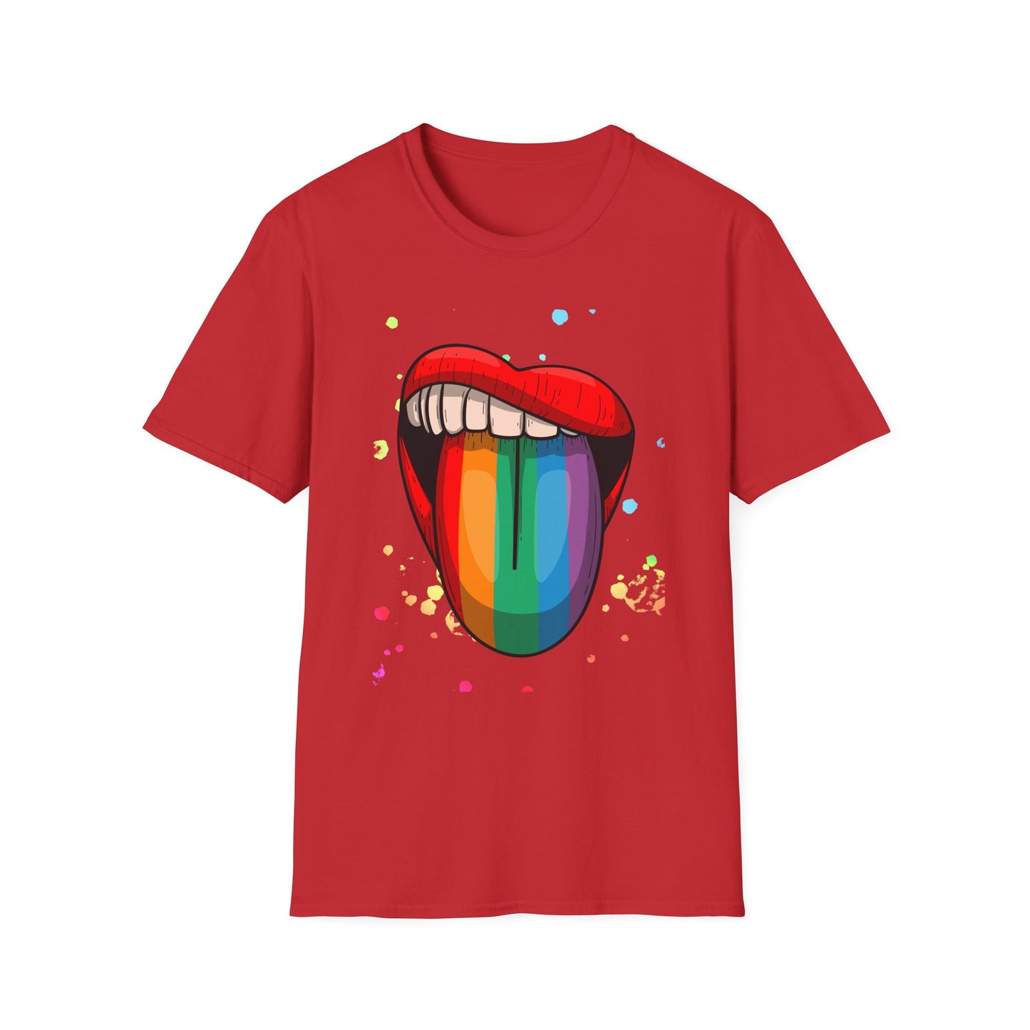 Colorful Rainbow Tongue Unisex Softstyle T-Shirt, LGBTQ Pride Apparel, Casual Wear, Street Style, Gift for Friends