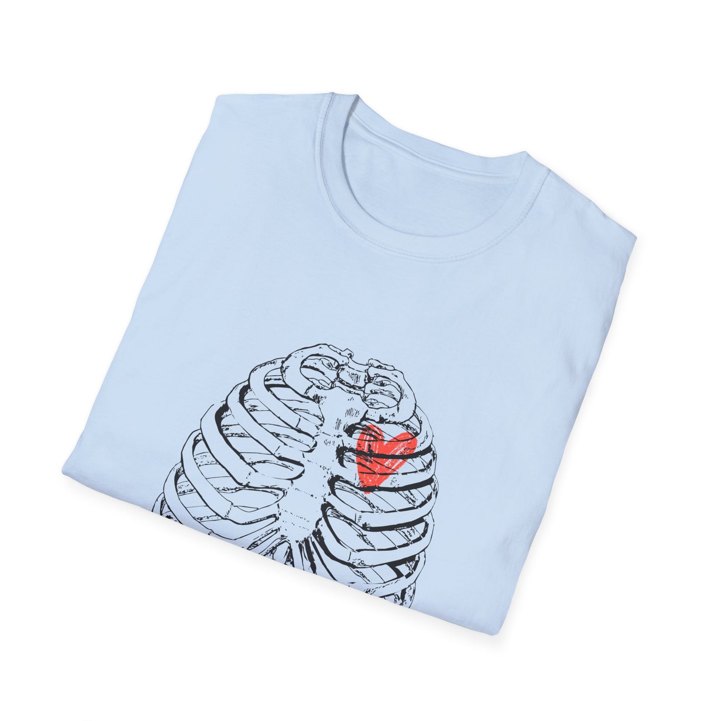 Heart in Ribcage Unisex Softstyle T-Shirt, Anatomy Tee, Heartbeat Shirt, Science Lover Gift, Unique Graphic Tee