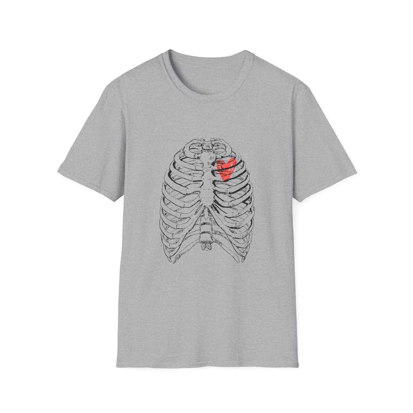 Heart in Ribcage Unisex Softstyle T-Shirt, Anatomy Tee, Heartbeat Shirt, Science Lover Gift, Unique Graphic Tee