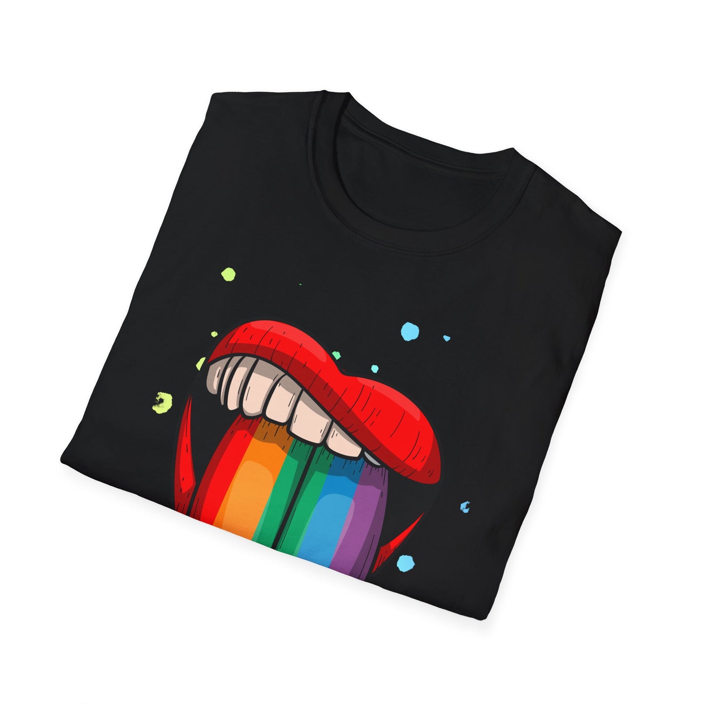 Colorful Rainbow Tongue Unisex Softstyle T-Shirt, LGBTQ Pride Apparel, Casual Wear, Street Style, Gift for Friends