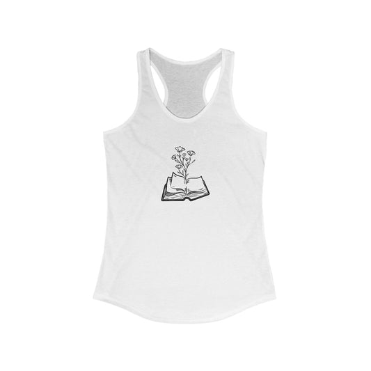 Women's Inspirational Floral Reading Tank Top, Book Lover Gift, Summer Workout Top, Plant Lover Apparel, Literary Gift, Relaxed Fit Top