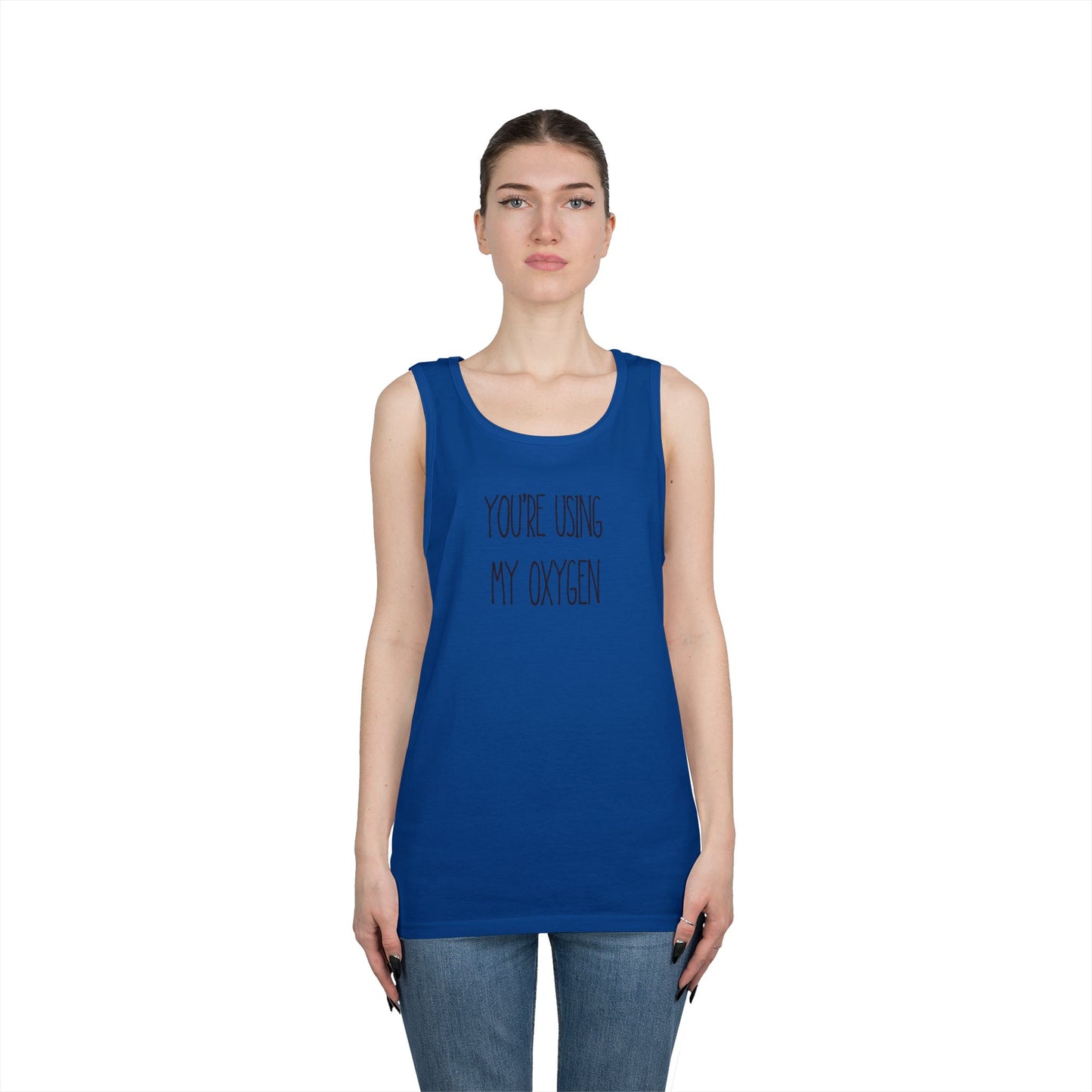 You're Using My Oxygen Unisex Heavy Cotton Tank Top | Summer Vibes, Funny Gift, Birthday, Casual Wear, Humorous Tee