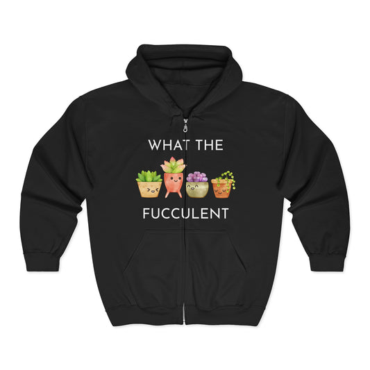 Cute Succulent Hoodie, Funny Plant Lover Sweatshirt, Garden Gift, Unisex Zip-Up for Home, Halloween, Birthday, Mother's Day