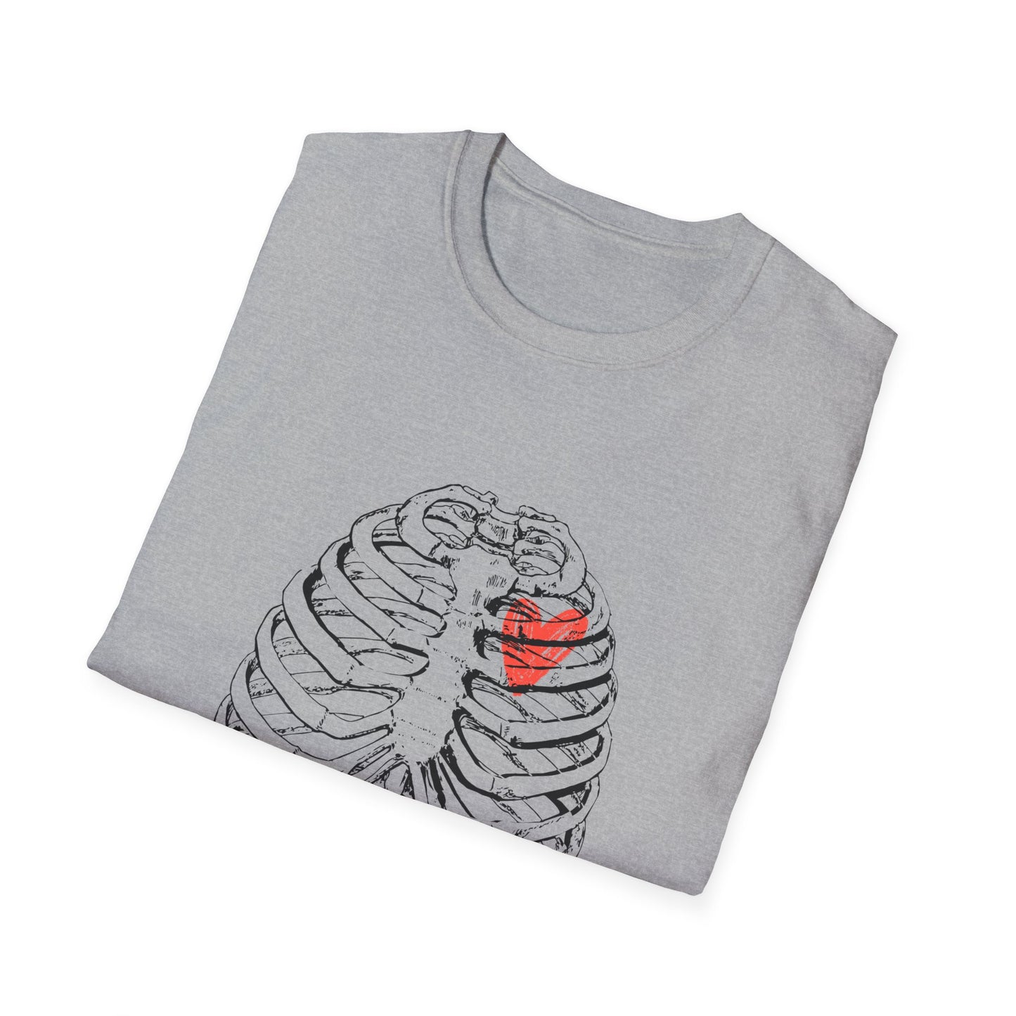 Heart in Ribcage Unisex Softstyle T-Shirt, Anatomy Tee, Heartbeat Shirt, Science Lover Gift, Unique Graphic Tee