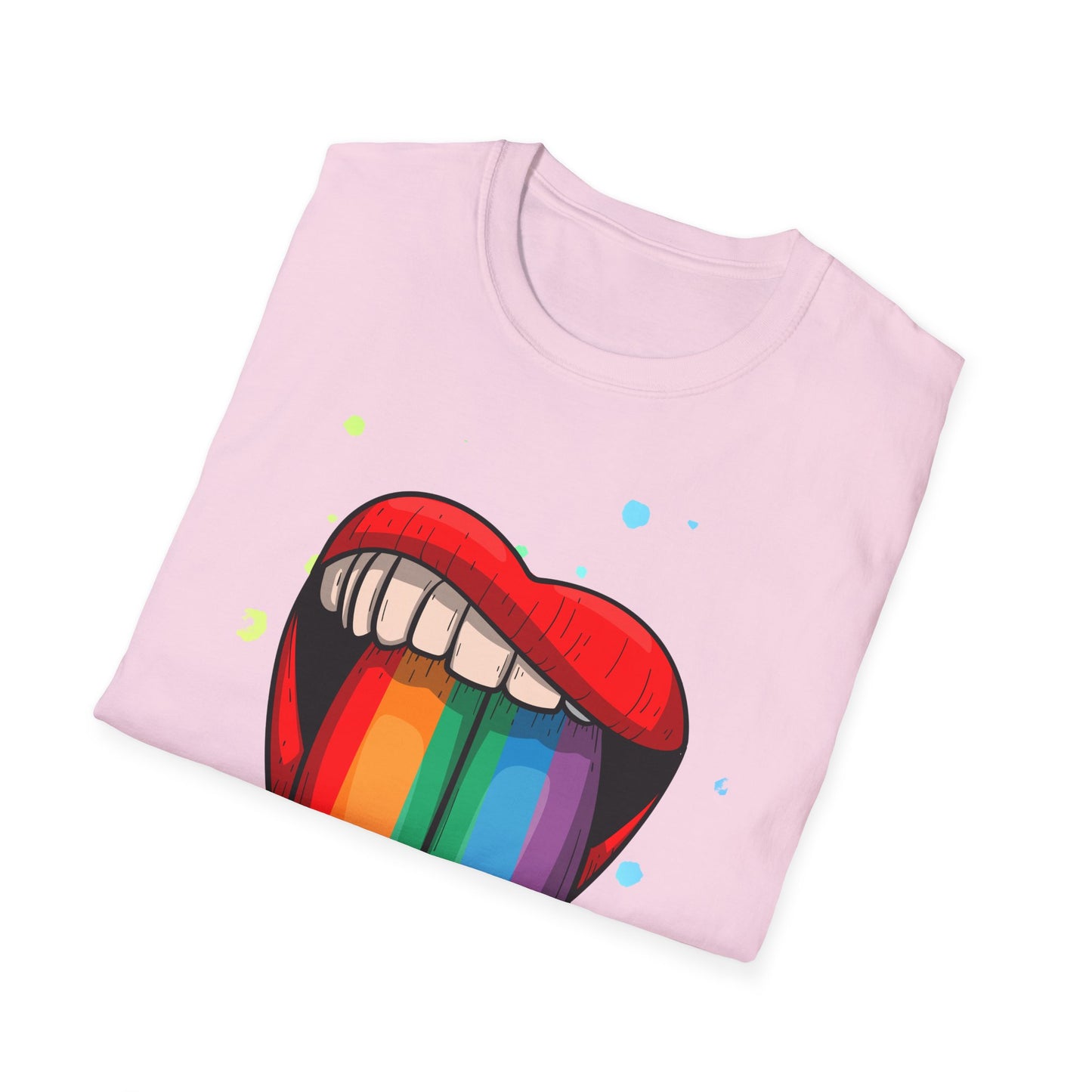 Colorful Rainbow Tongue Unisex Softstyle T-Shirt, LGBTQ Pride Apparel, Casual Wear, Street Style, Gift for Friends