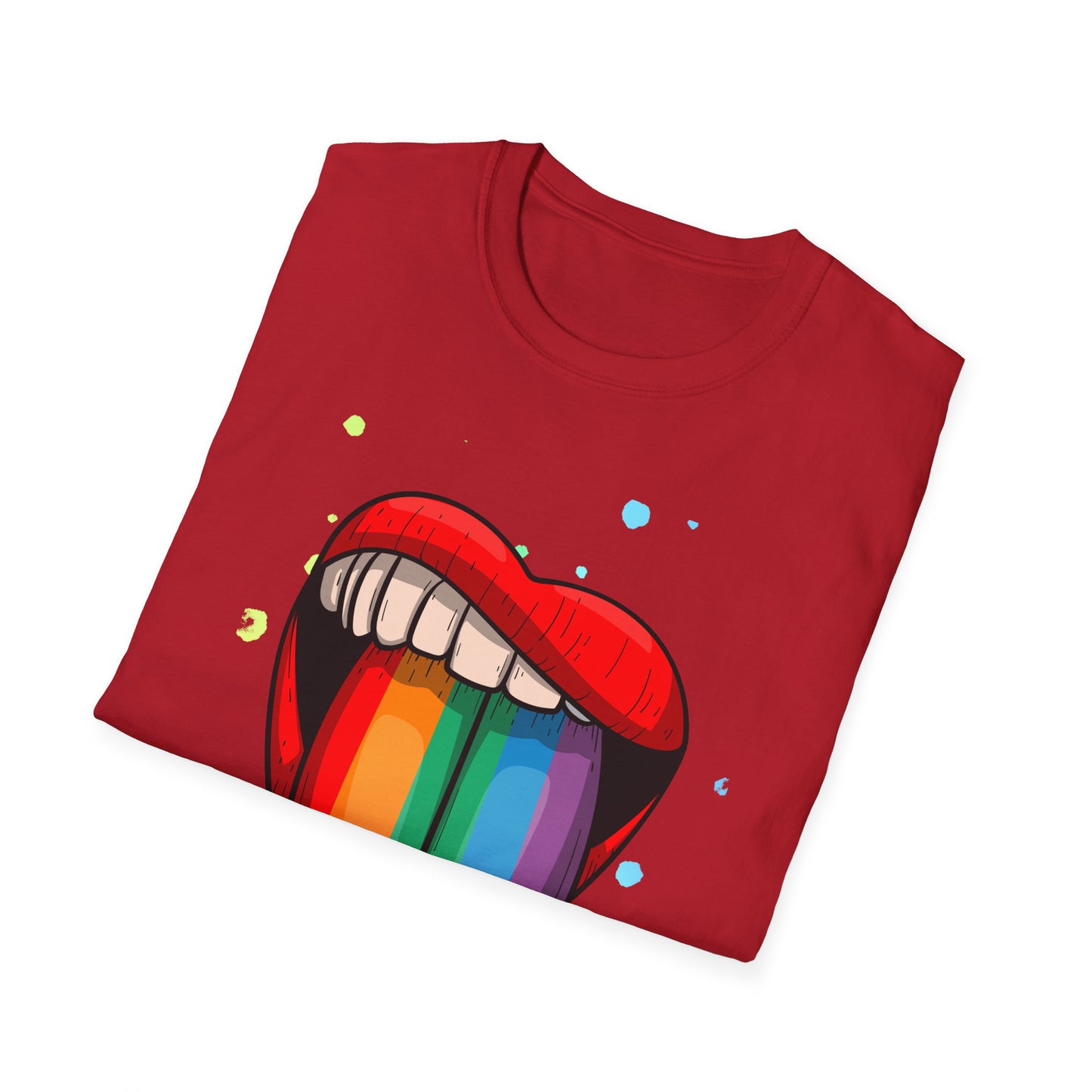 Colorful Rainbow Tongue Unisex Softstyle T-Shirt, LGBTQ Pride Apparel, Casual Wear, Street Style, Gift for Friends