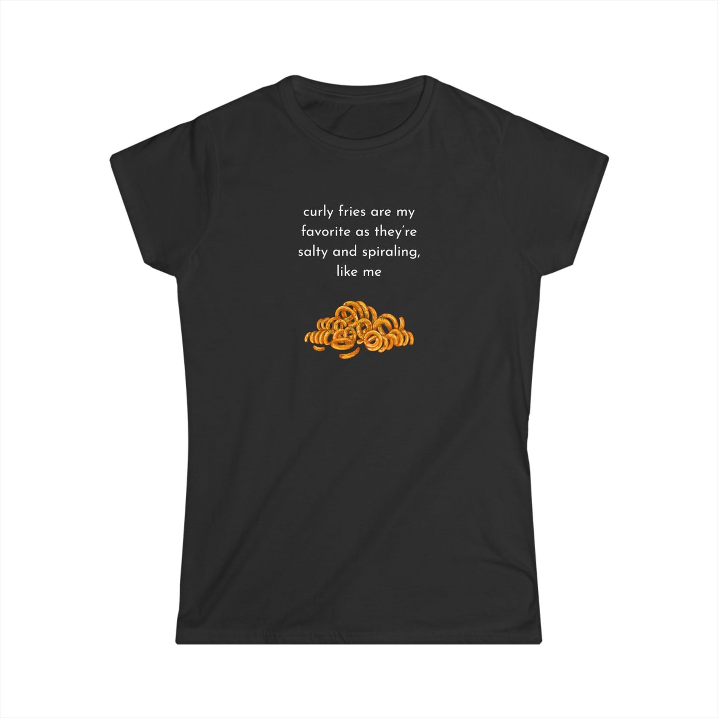 Curly Fries Lover Tee, Funny Graphic T-Shirt, Gift for Snack Lovers, Casual Wear, Perfect for Parties, Foodie Life