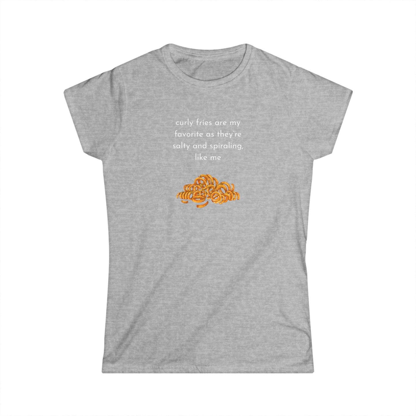 Curly Fries Lover Tee, Funny Graphic T-Shirt, Gift for Snack Lovers, Casual Wear, Perfect for Parties, Foodie Life