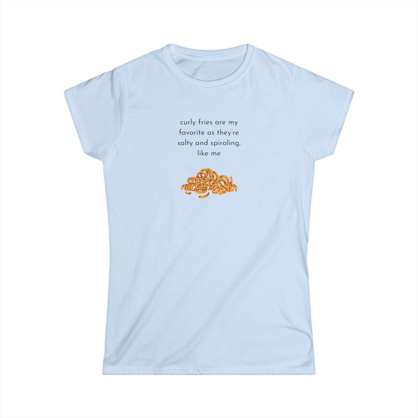 Curly Fries Lover Tee, Funny Graphic T-Shirt, Gift for Snack Lovers, Casual Wear, Perfect for Parties, Foodie Life